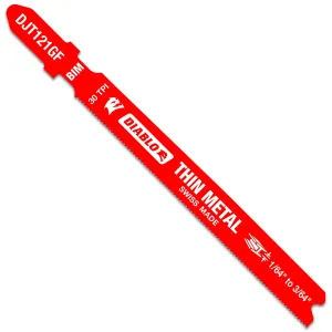 Diablo DJT121GF5 - 3-5/8 in. 30 TPI Bi-Metal T-Shank Jig Saw Blades for Thin Metal