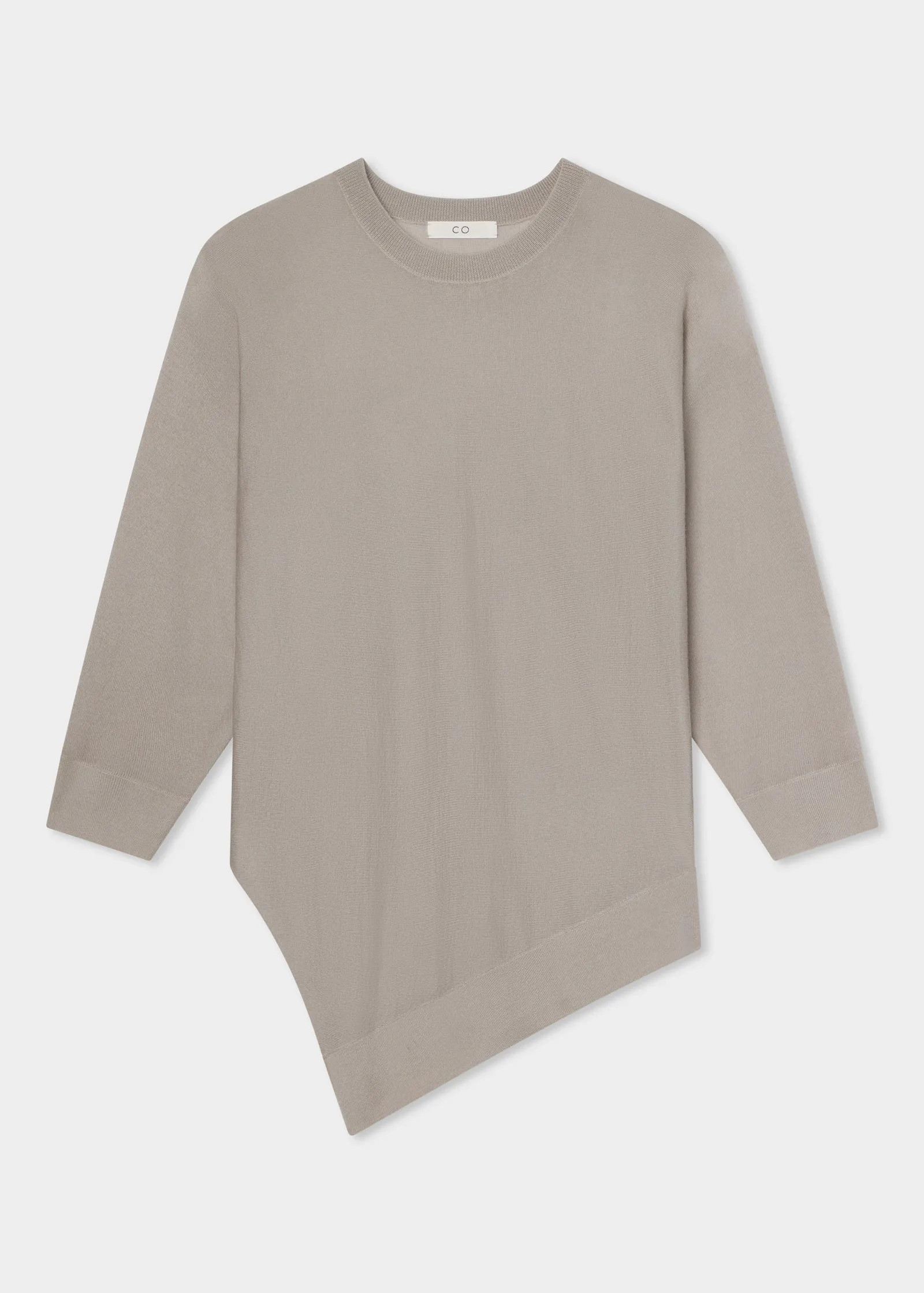 Draped Knit Top in Fine Cashmere  - Stone