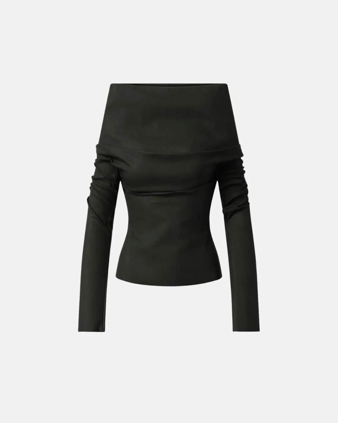 Draped Ls Top Denim T shirt Black
