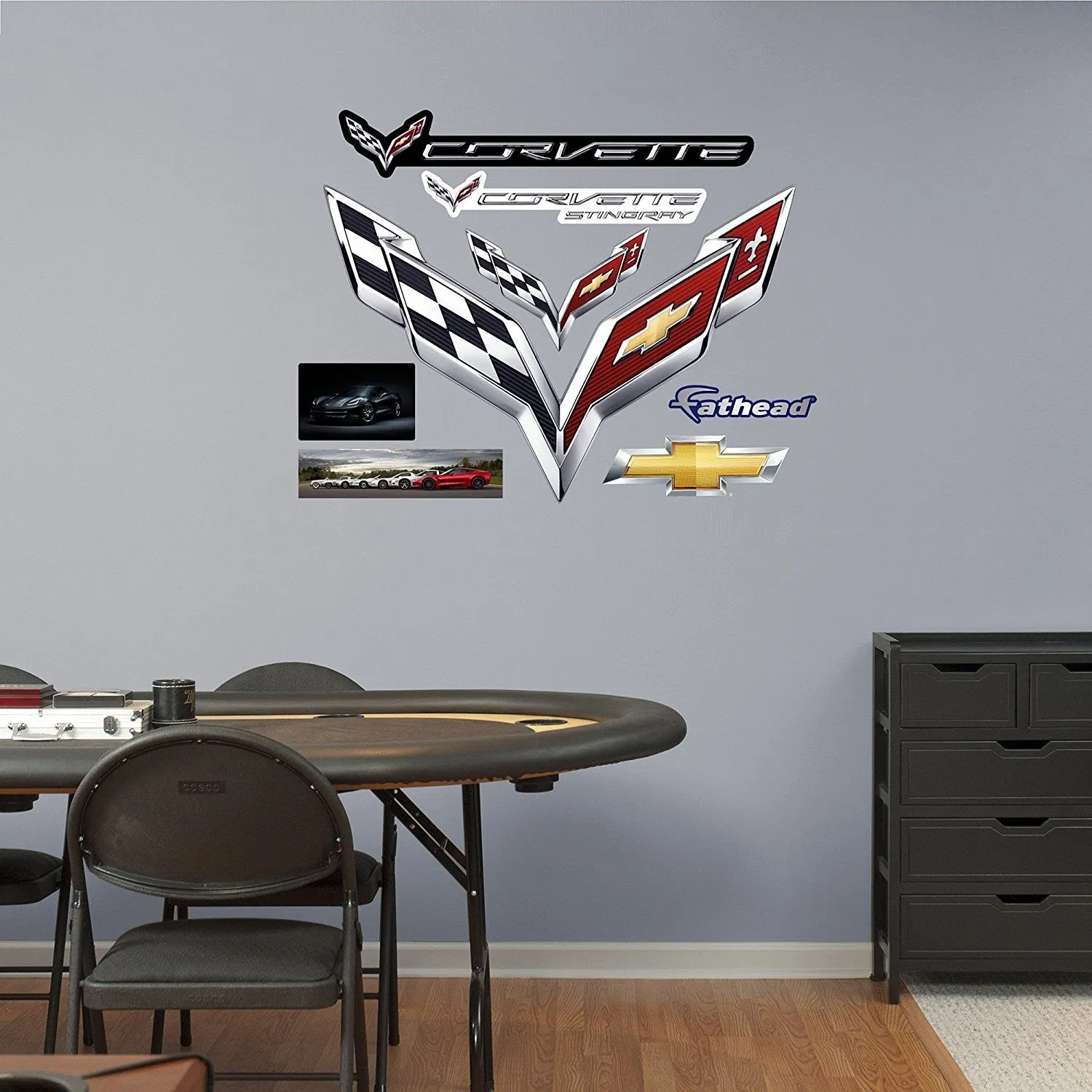 Fathead C7 Corvette Crossed Flags Wall Decals