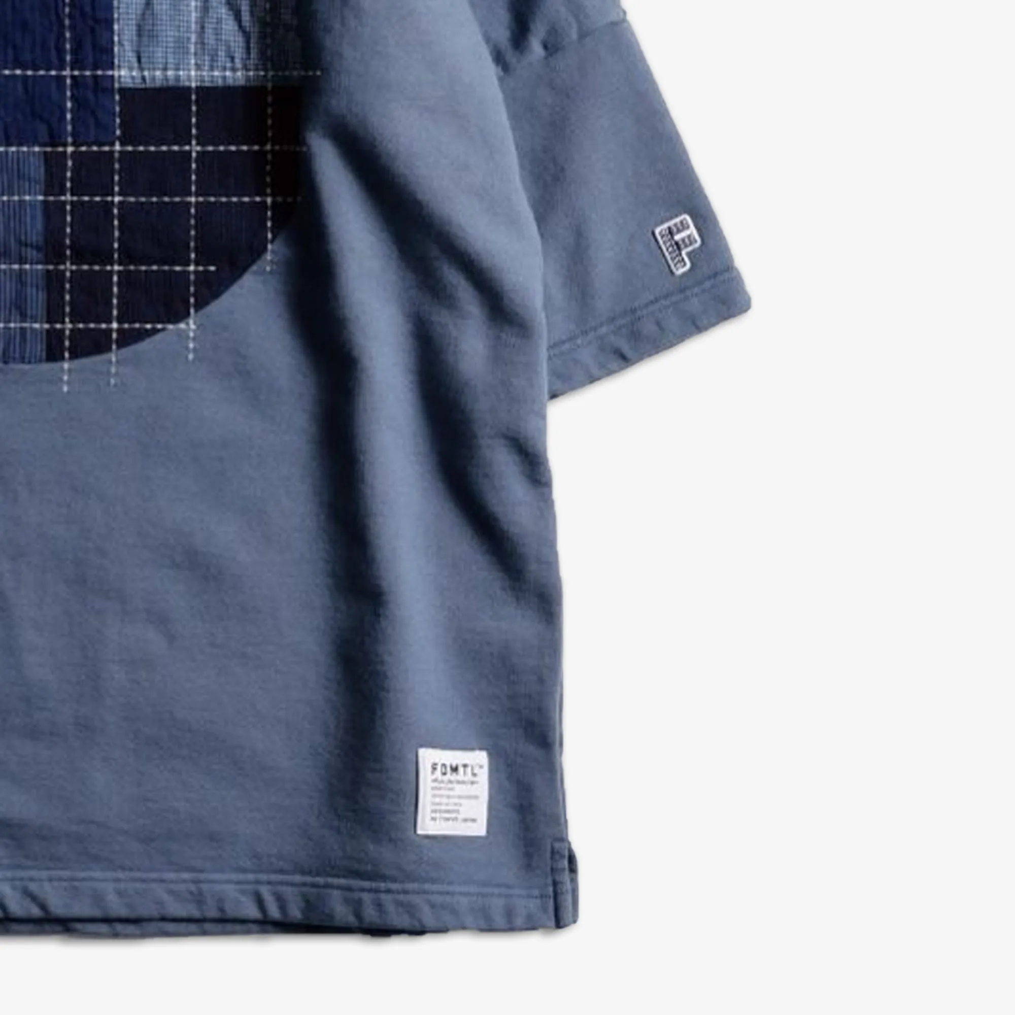 FDMTL | SASHIKO PATCH SWEAT TEE  { BLUE