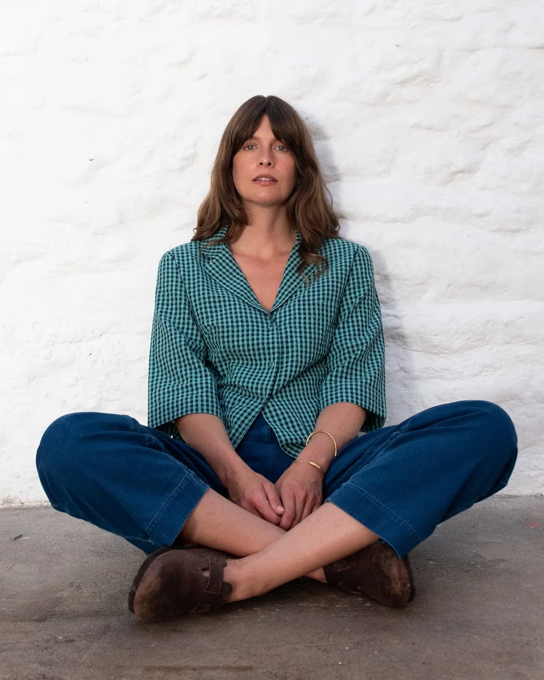 Gina Women's Cotton Casual Shirt | Duck Egg Gingham