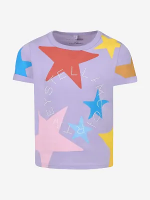 Girls Star Print T-Shirt in Purple