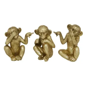 GOLD POLYSTONE MONKEY SCULPTURE 1 PIECE