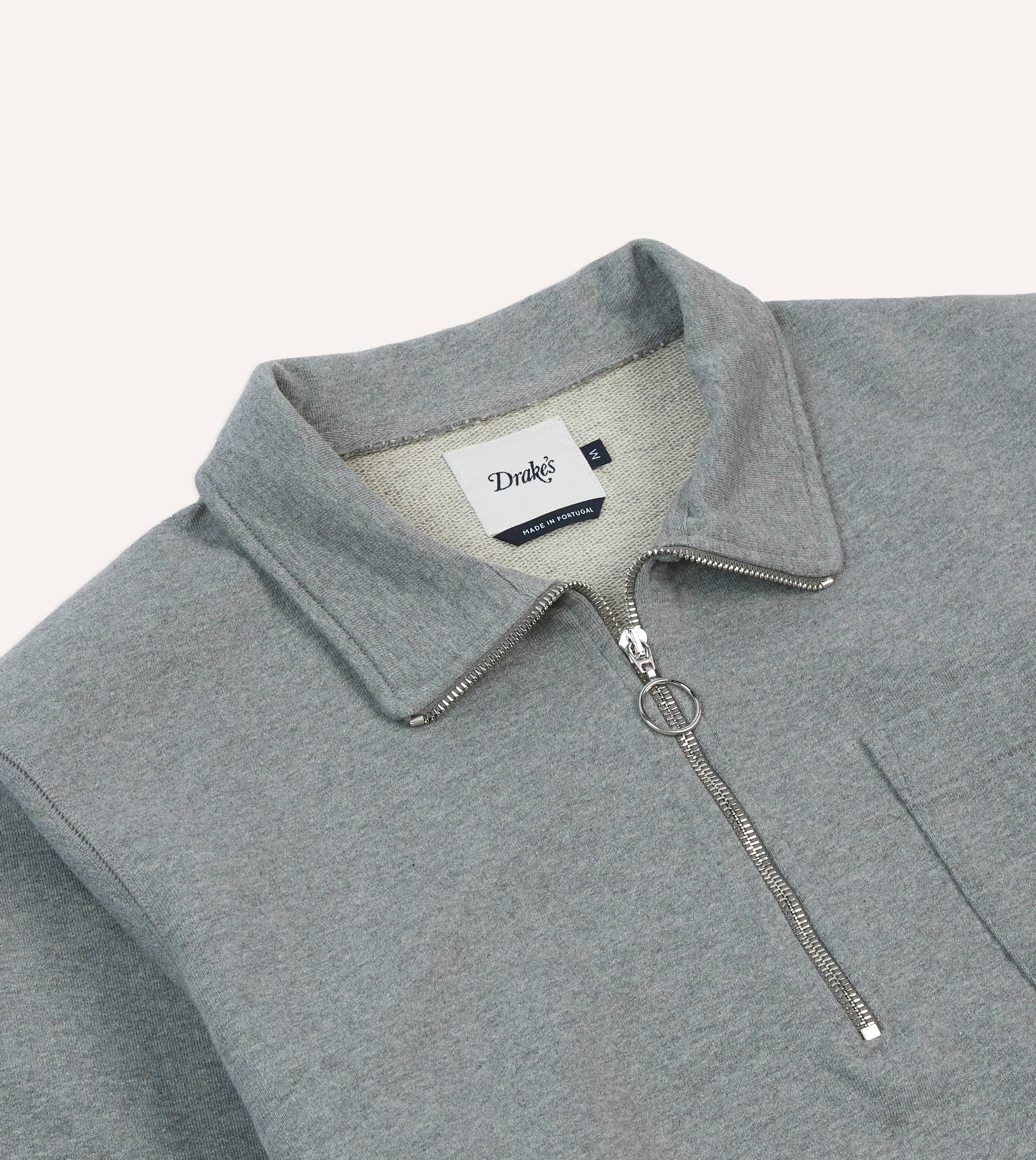 Grey Cotton Quarter Zip Collared Sweatshirt