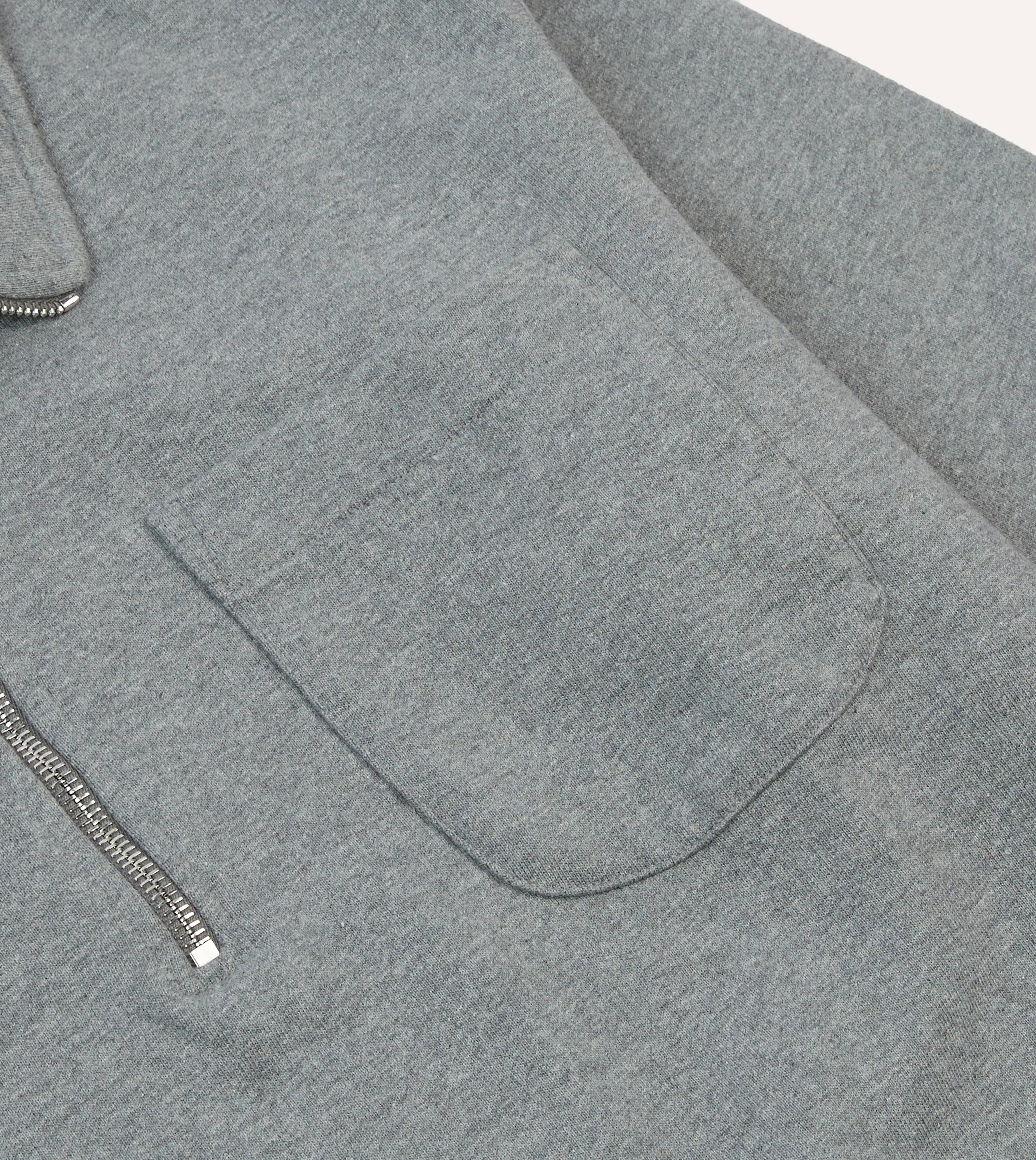 Grey Cotton Quarter Zip Collared Sweatshirt