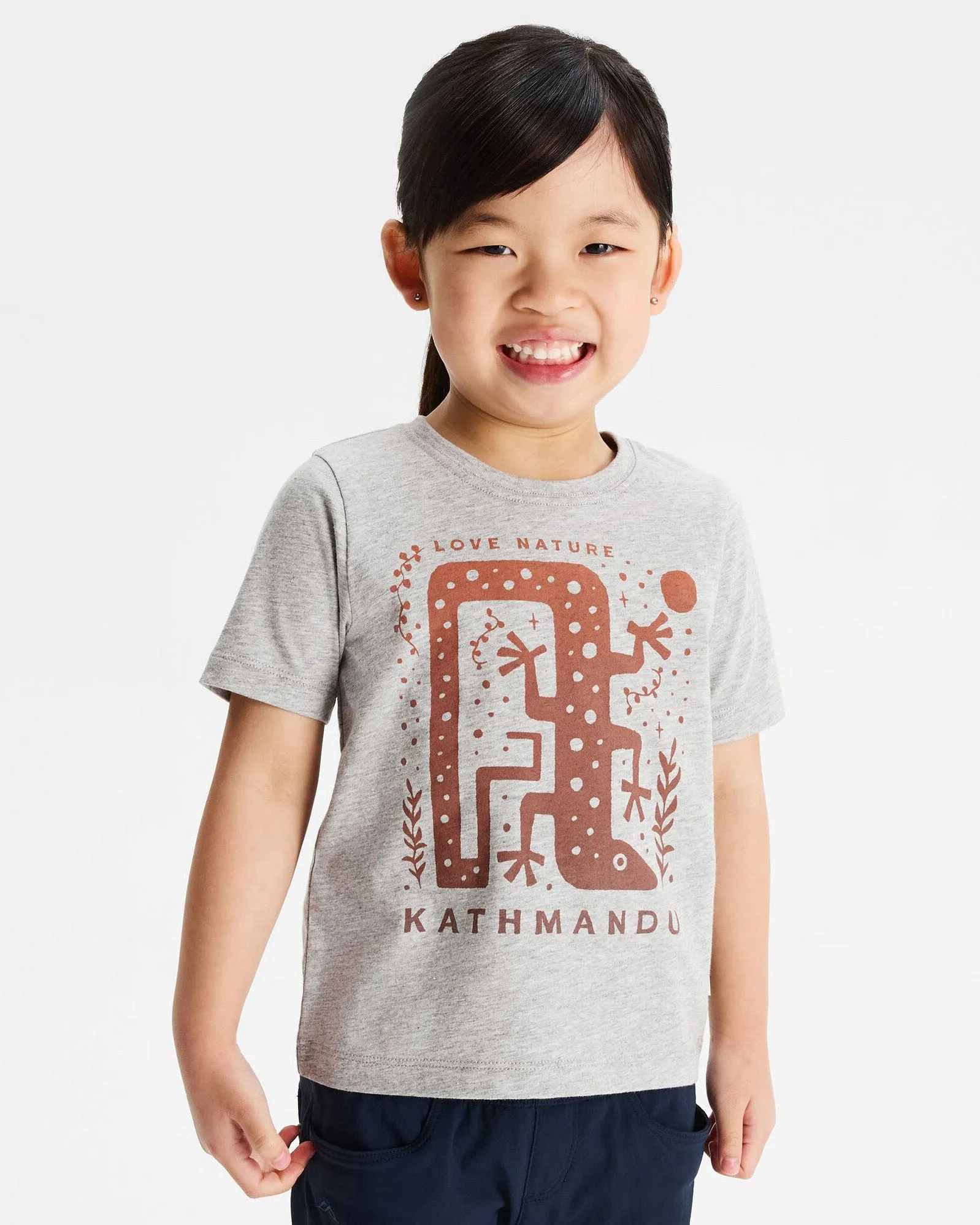Kids' Geo Skink Organic Cotton T-shirt - Light Grey Marle