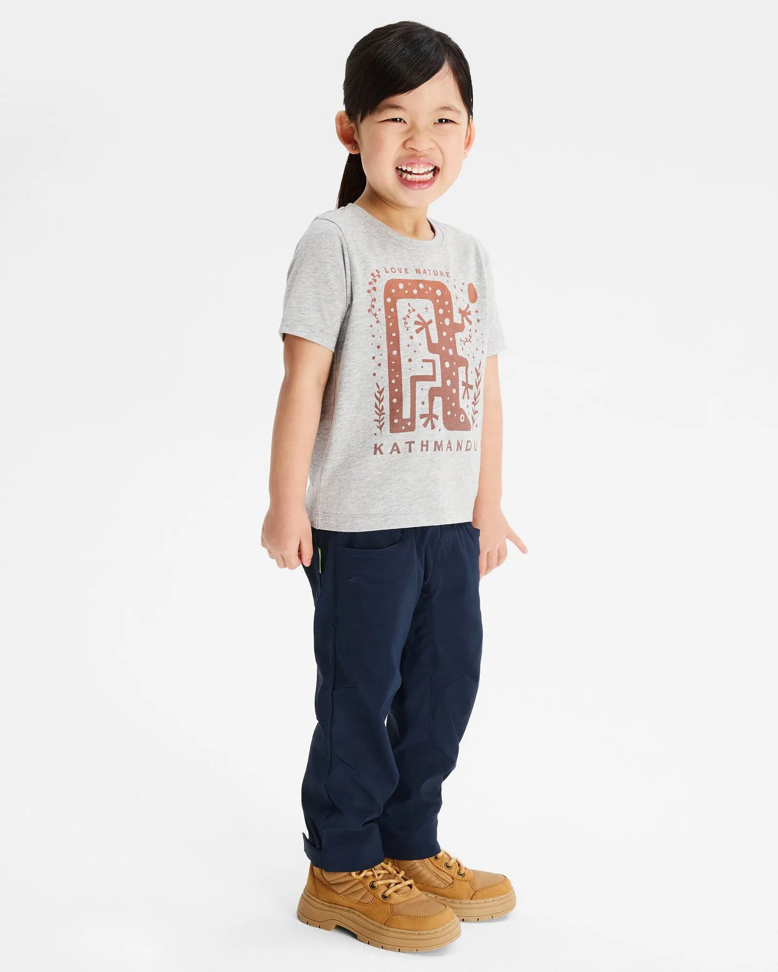 Kids' Geo Skink Organic Cotton T-shirt - Light Grey Marle