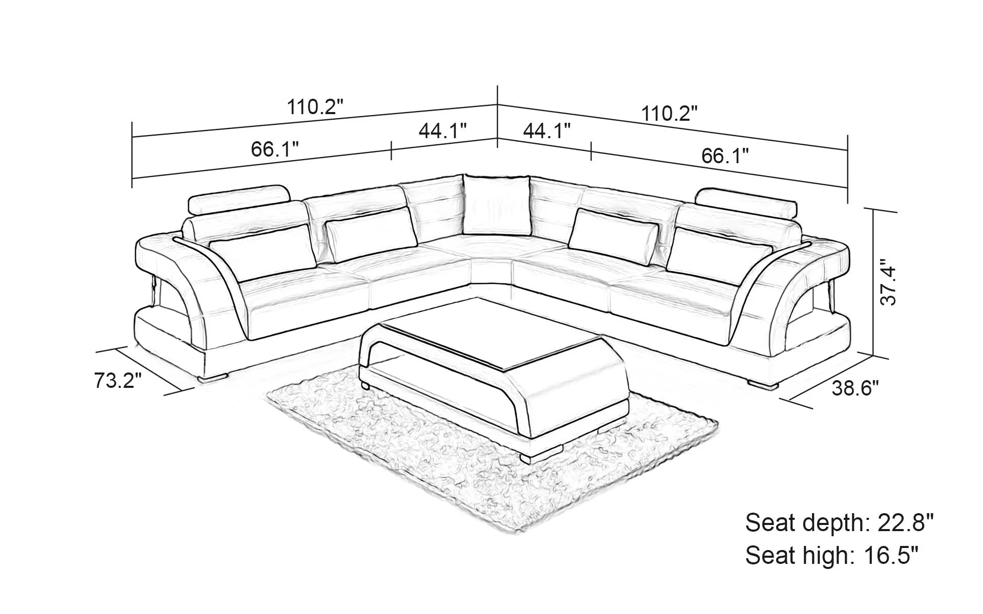 Lacus Modern Leather Sectional