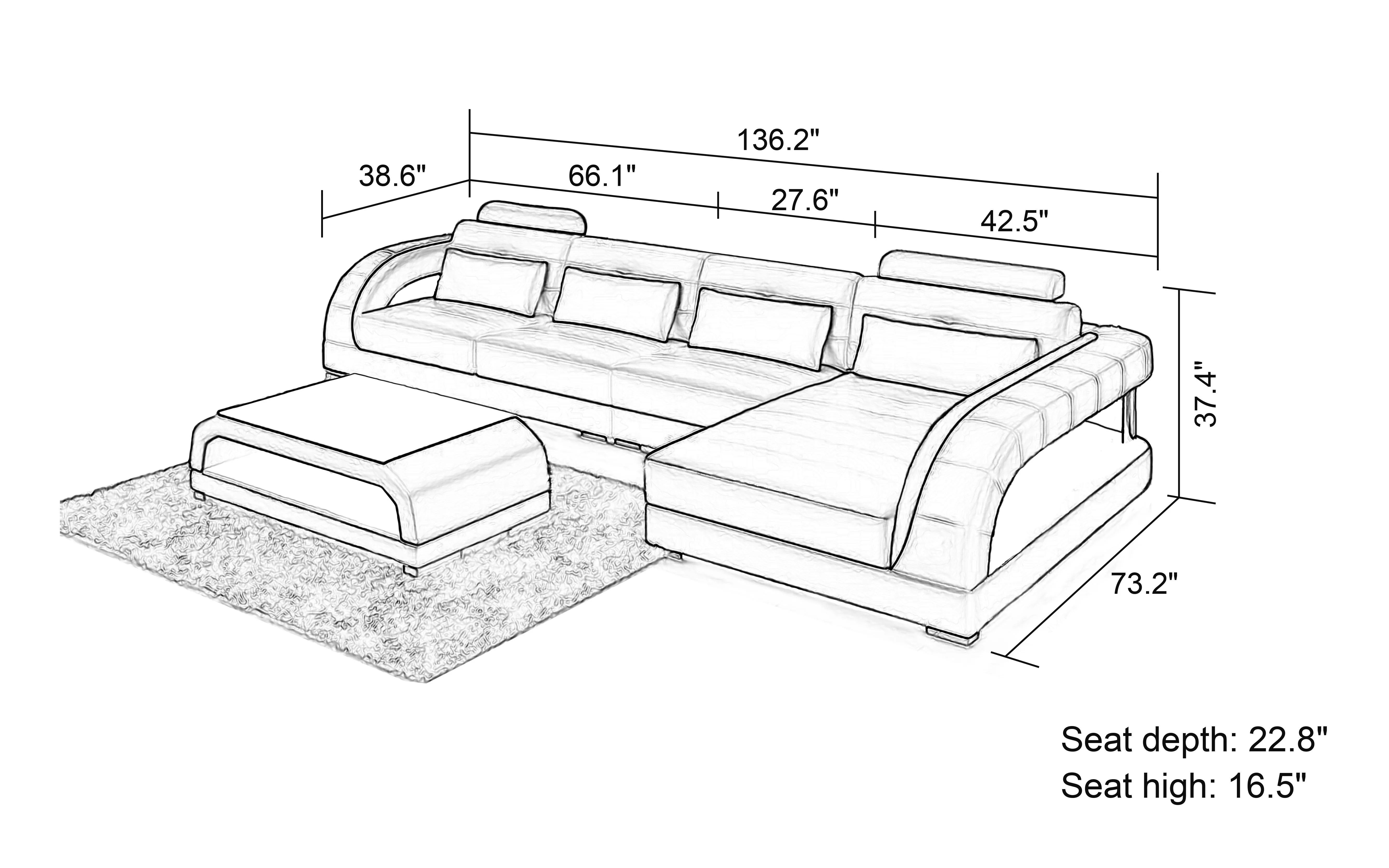 Lacus Small Modern Leather Sectional