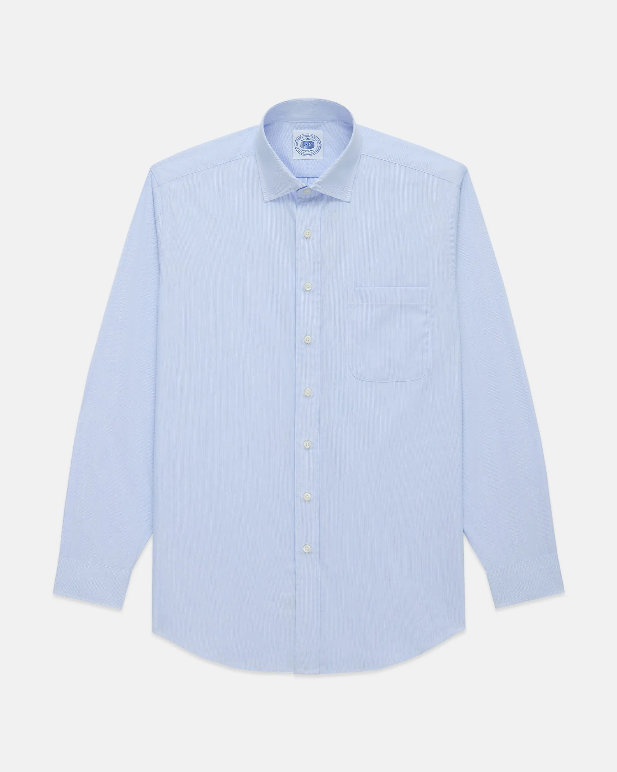 LIGHT BLUE PINSTRIPE SPREAD COLLAR DRESS SHIRT