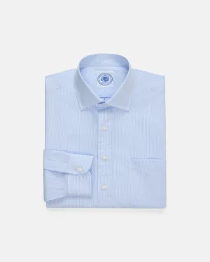 LIGHT BLUE PINSTRIPE SPREAD COLLAR DRESS SHIRT
