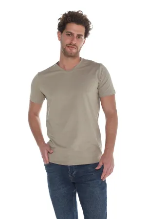 Light Khaki Jack Dapper Shortsleeved Basic T-shirt With V-neck