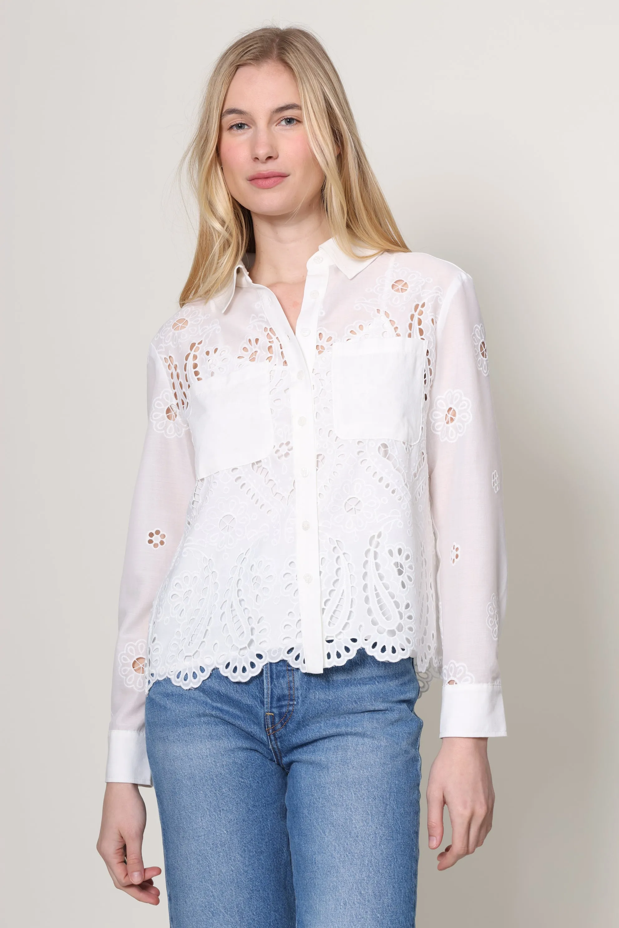 Luna Eyelet Button Down