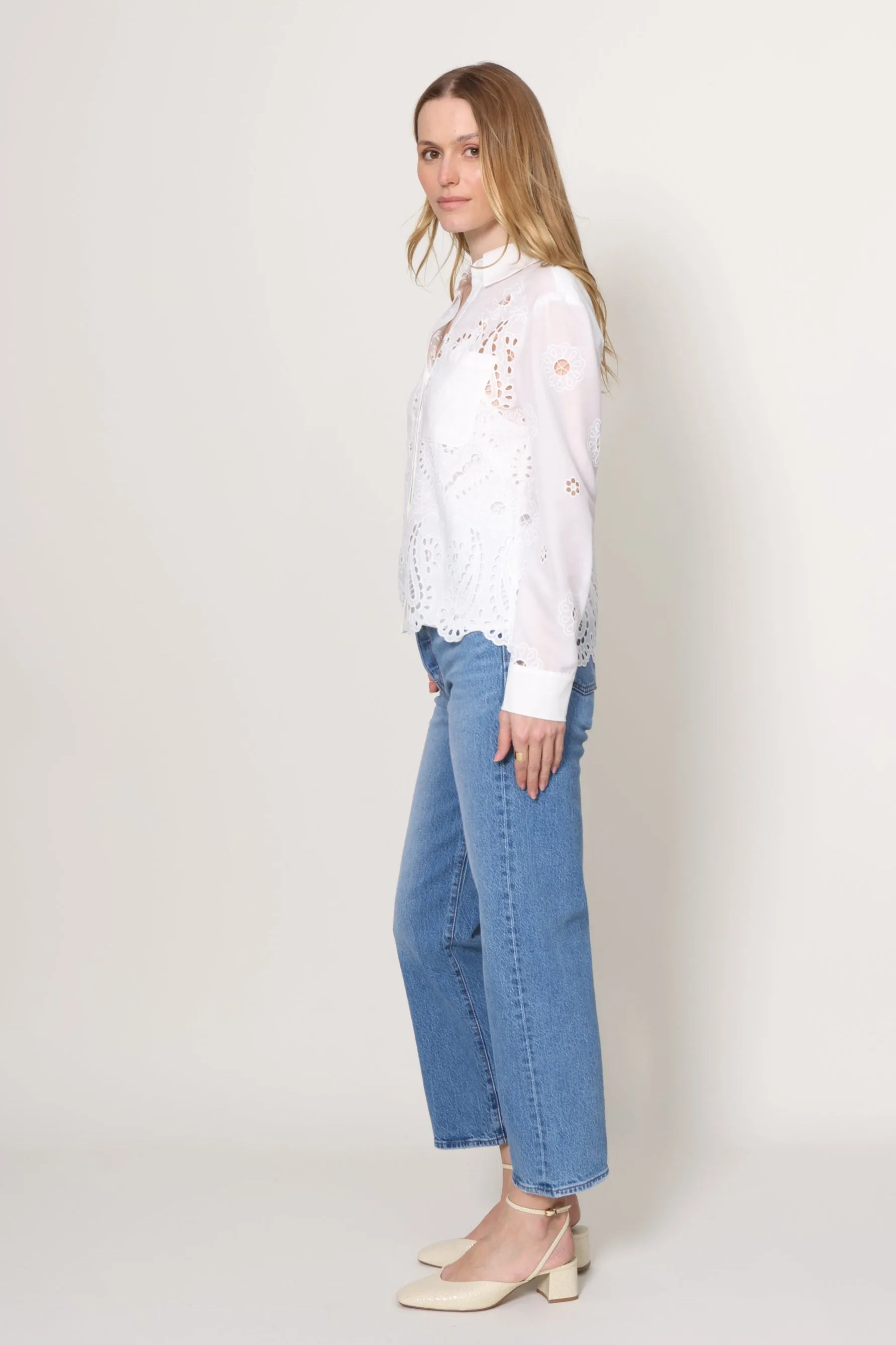 Luna Eyelet Button Down