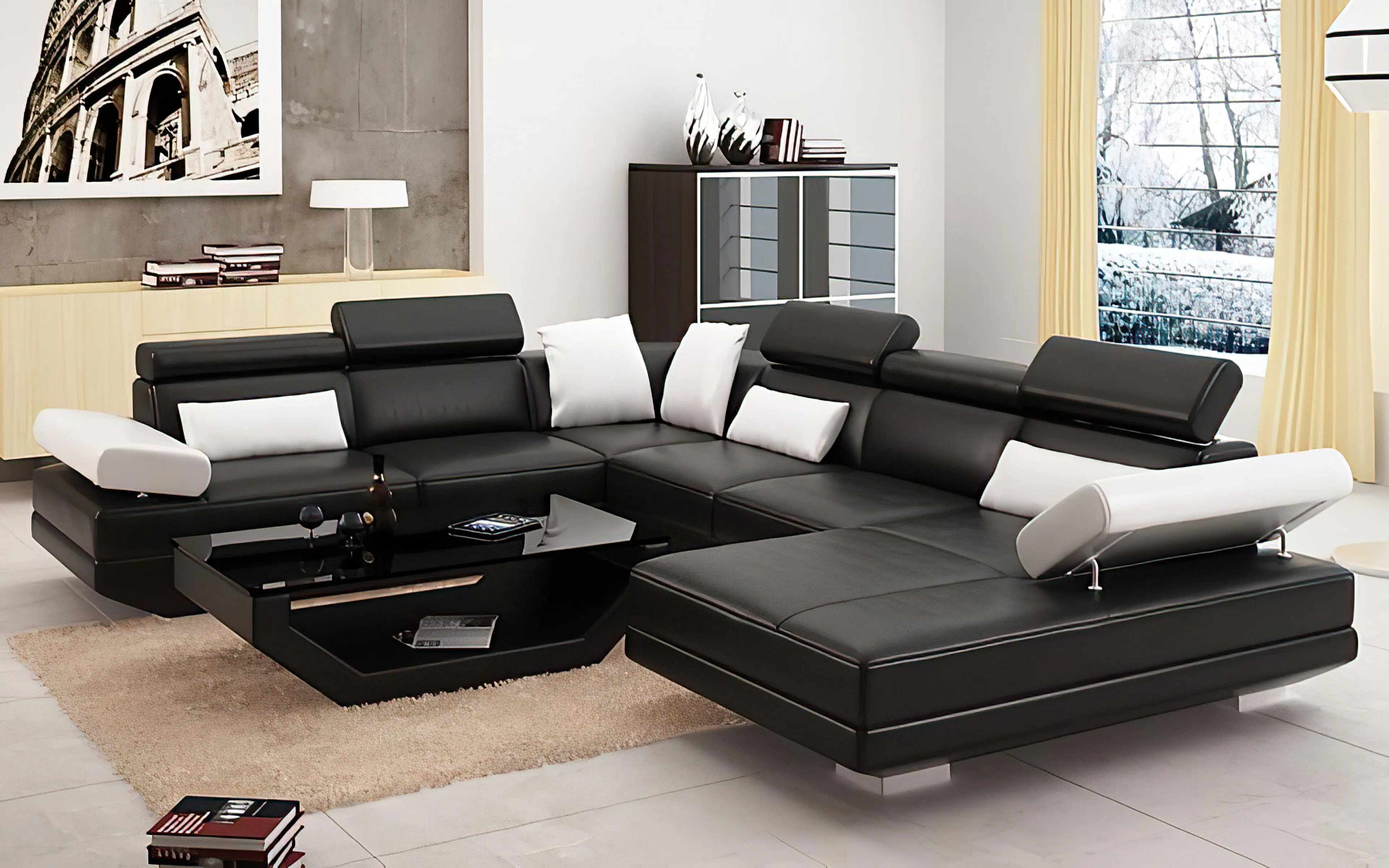 Merdell Modern U-Shape Leather Sectional