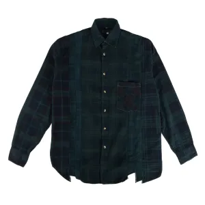 Needles Flannel 7 Cuts Shirt #QV400-2 Over Dye Dark Green Large