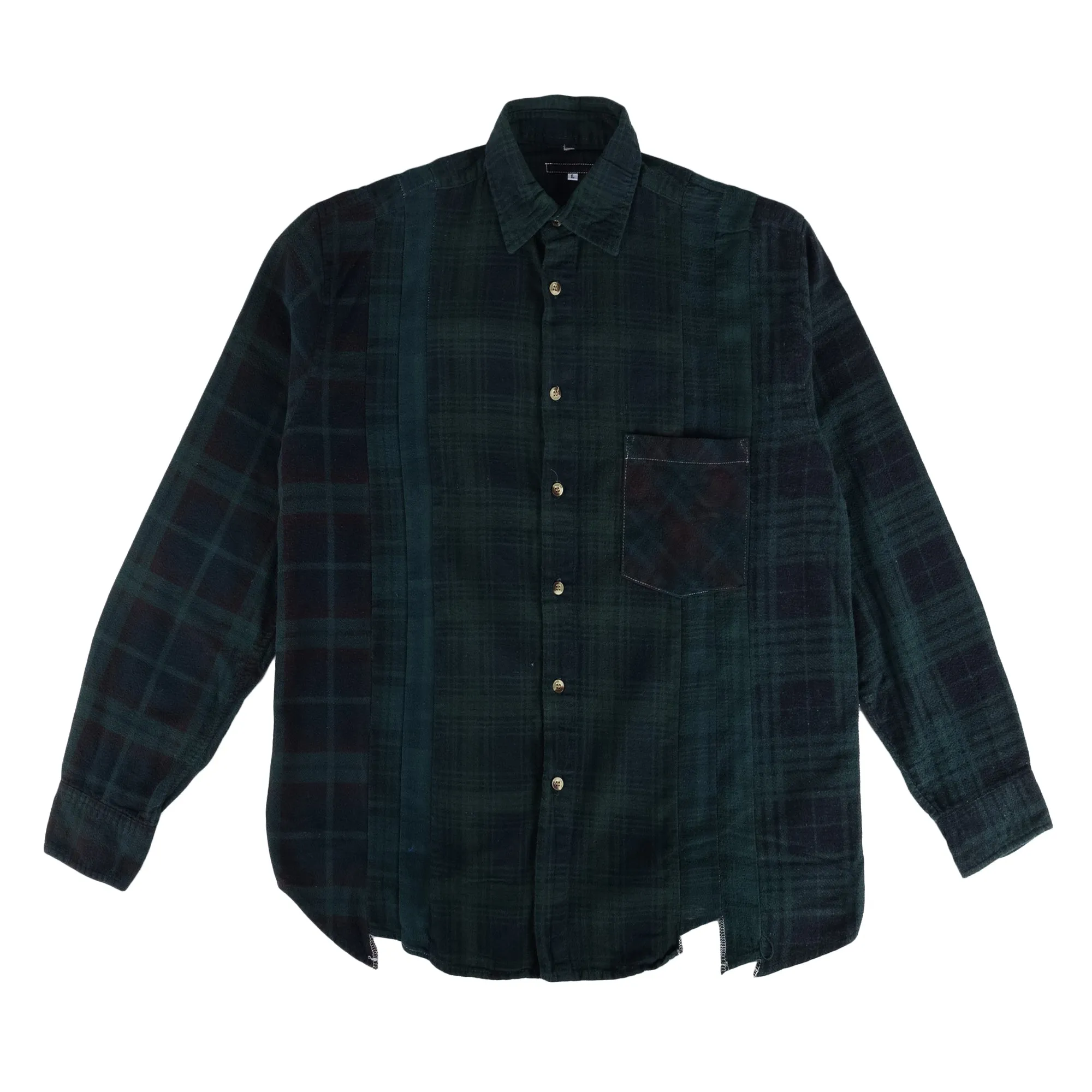 Needles Flannel 7 Cuts Shirt #QV400-2 Over Dye Dark Green Large