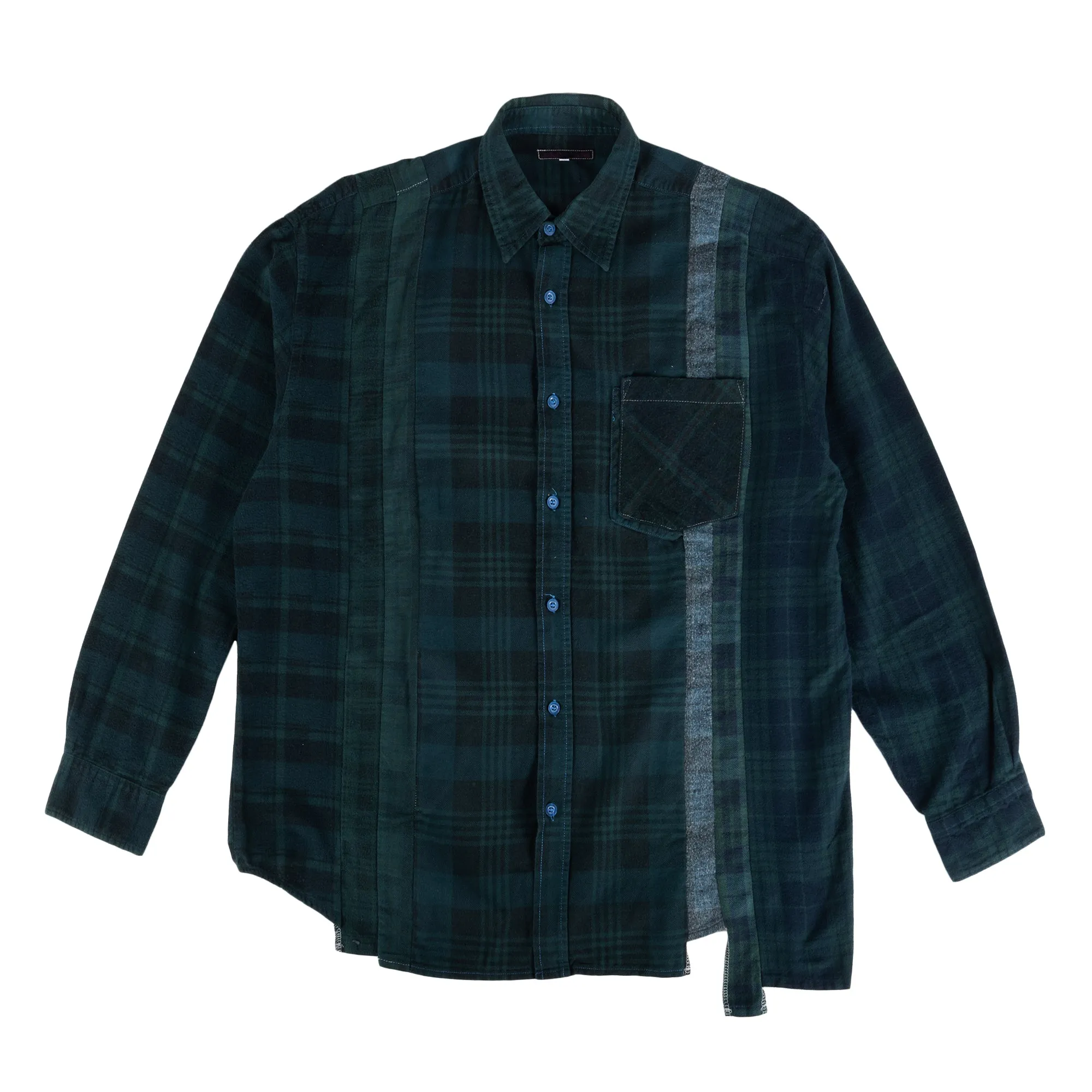 Needles Flannel 7 Cuts Shirt #QV400-2 Over Dye Dark Green X-Large