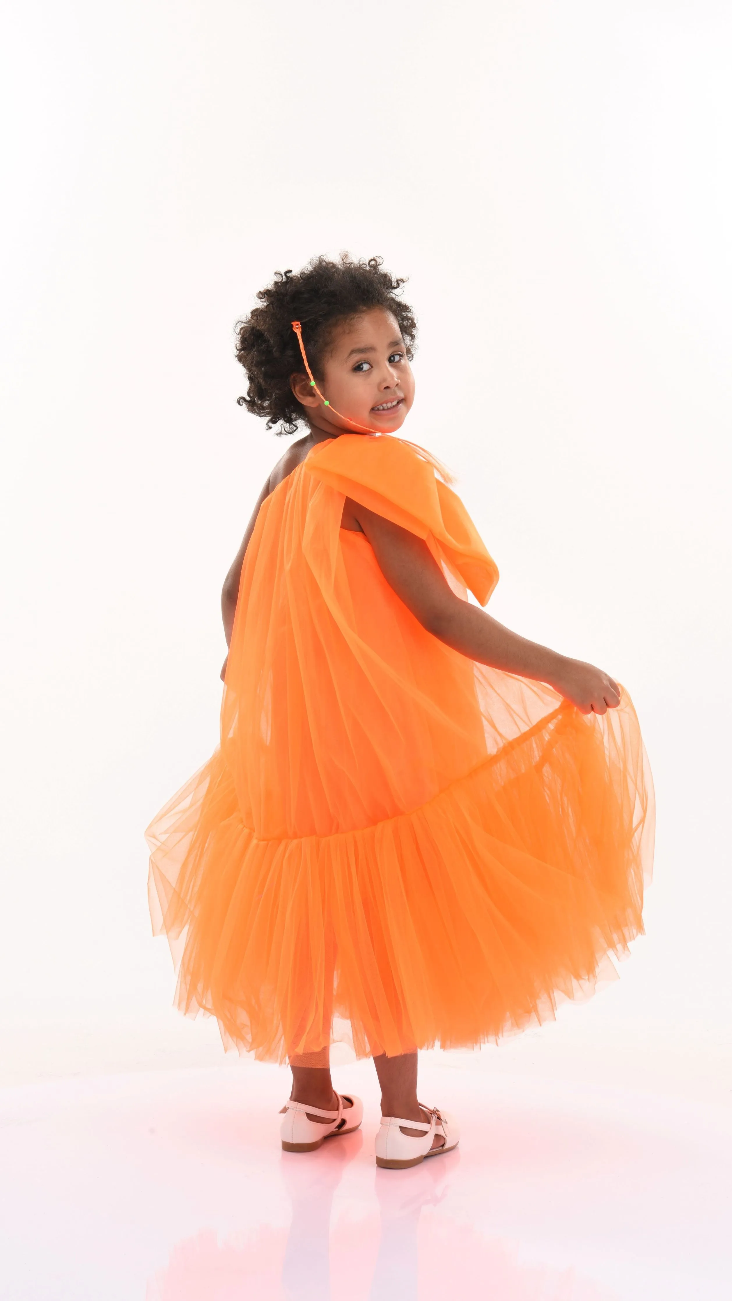 Orange Maggi Neon Bow Tulle Dress
