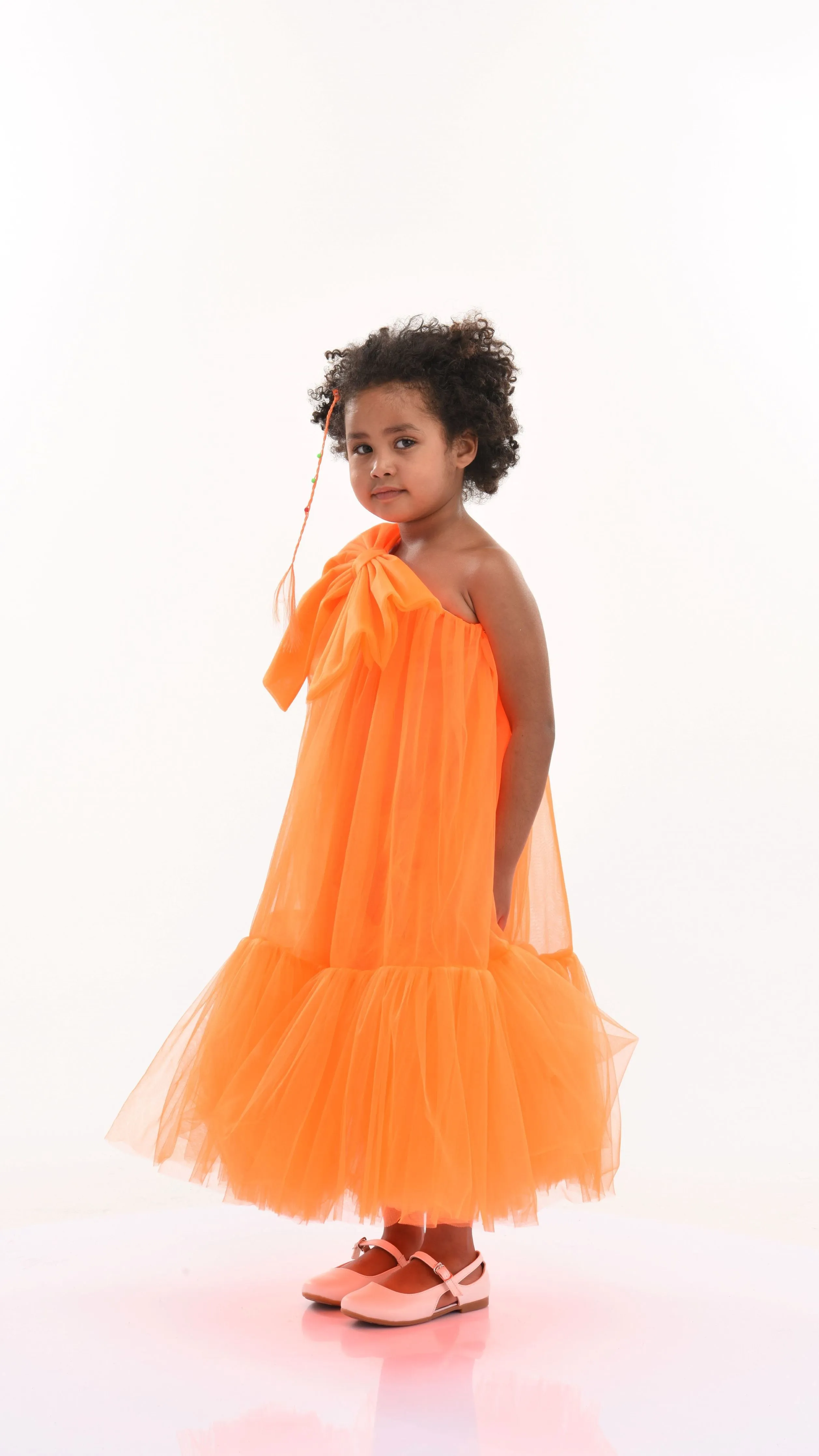 Orange Maggi Neon Bow Tulle Dress