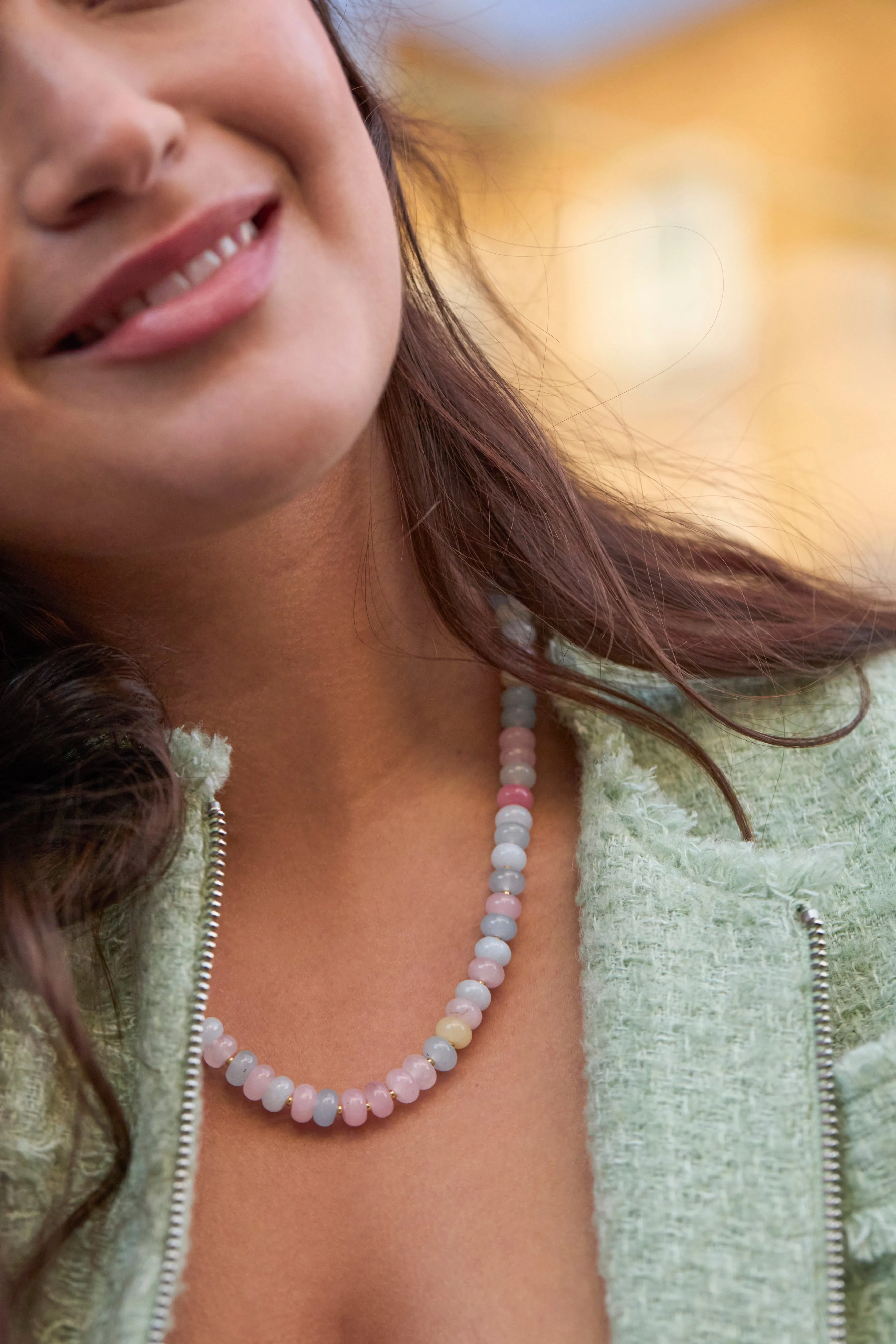 Pastel Multi Gemstone T-Bar Necklace
