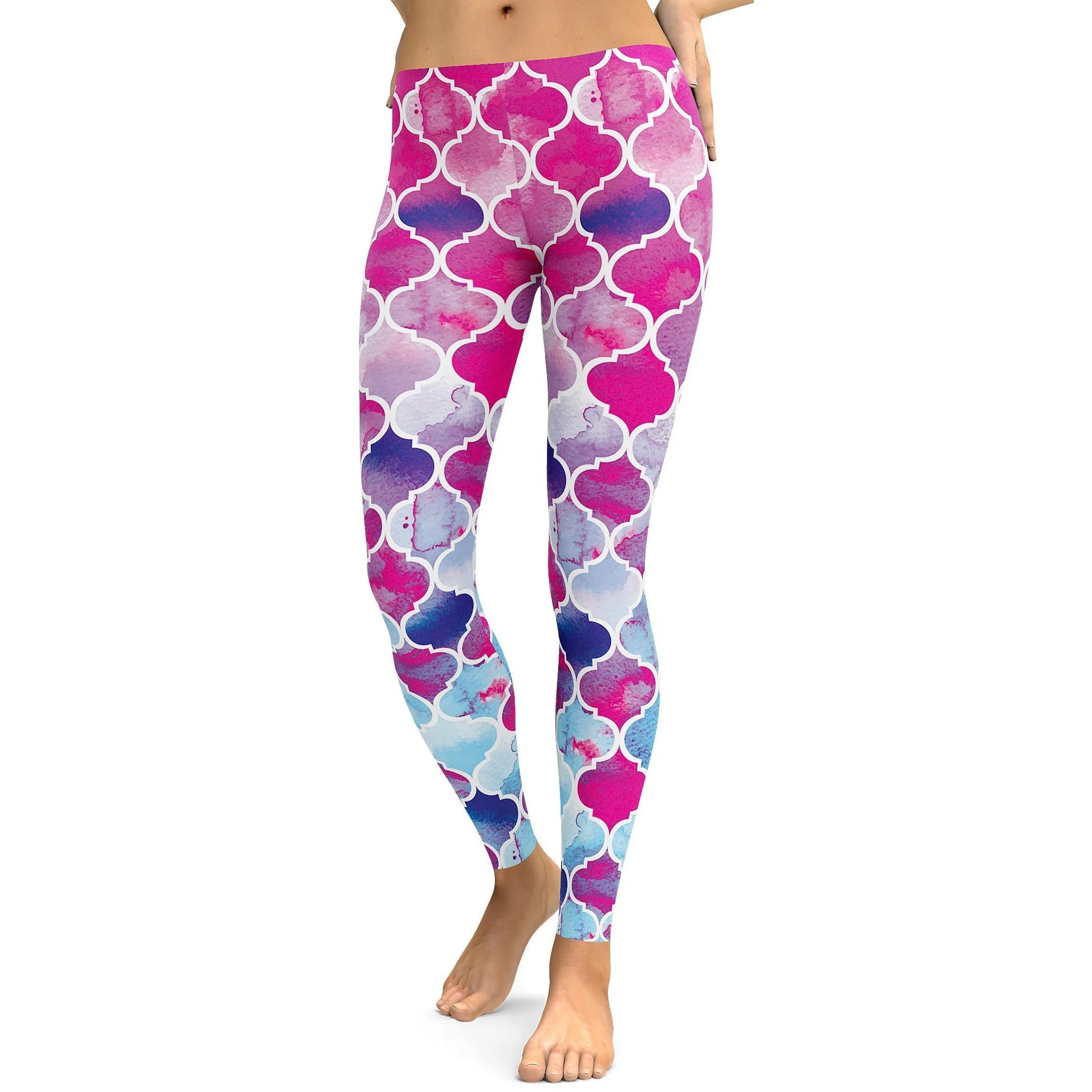 Pink & Blue Arabic Pattern Leggings