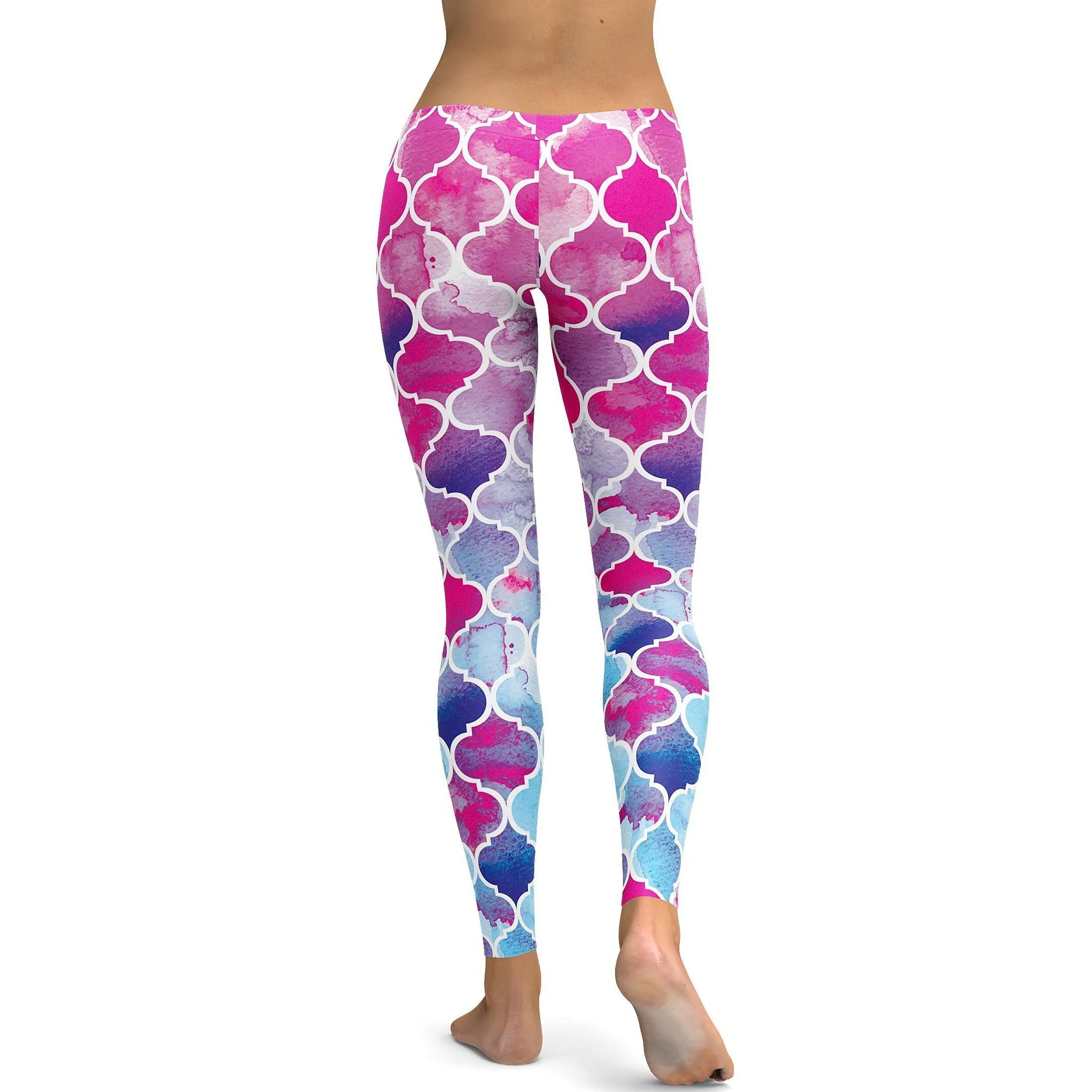 Pink & Blue Arabic Pattern Leggings