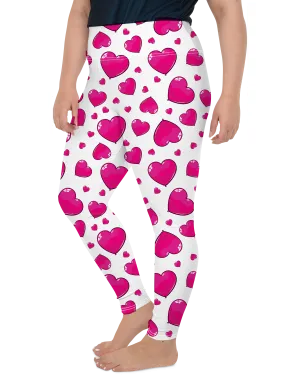 Pink Heart Shaped Balloons Plus Size Leggings