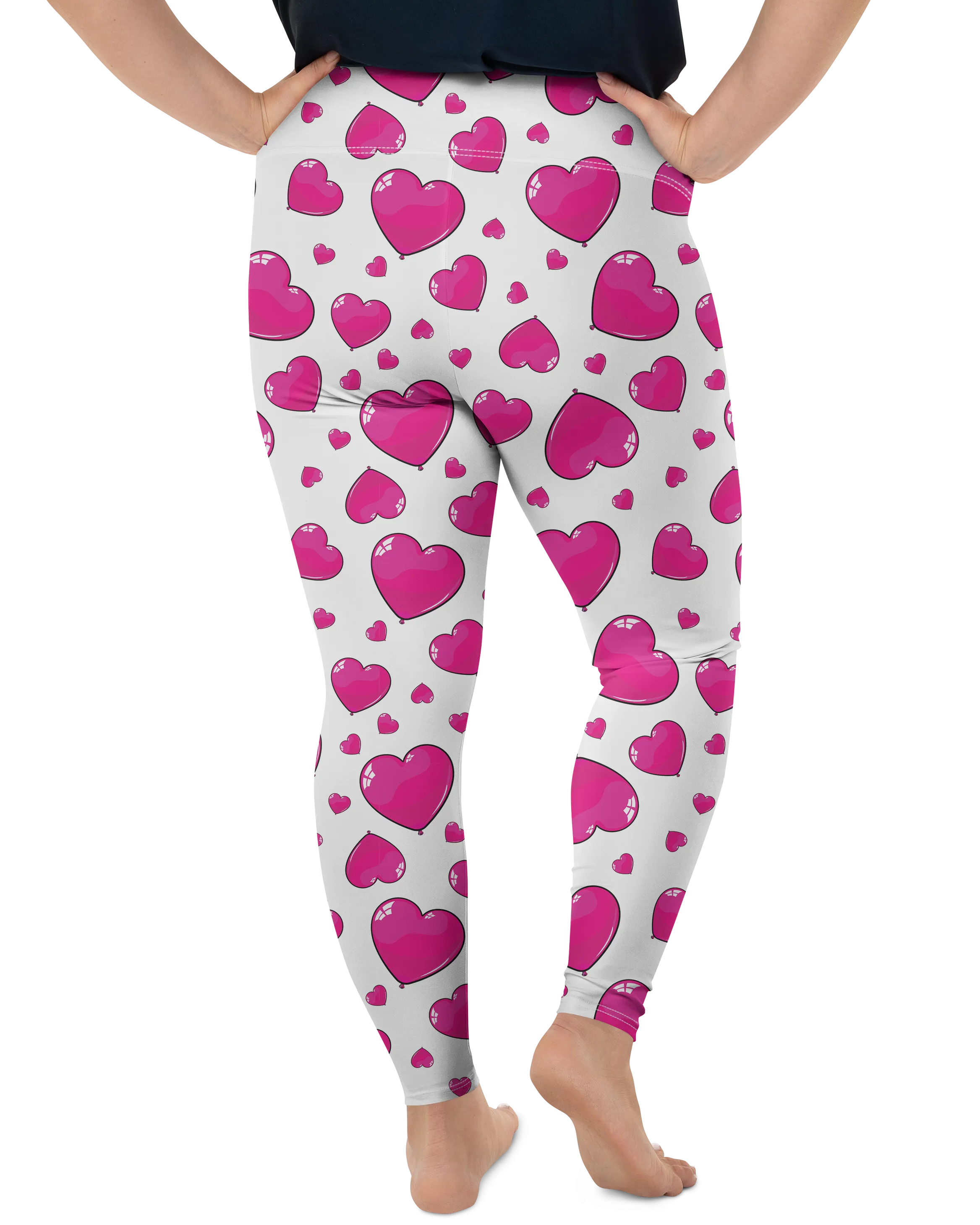 Pink Heart Shaped Balloons Plus Size Leggings