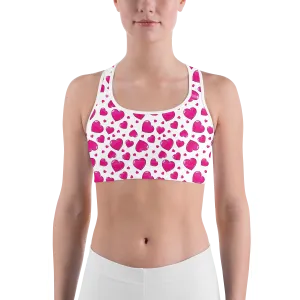 Pink Heart Shaped Balloons Sports Bra