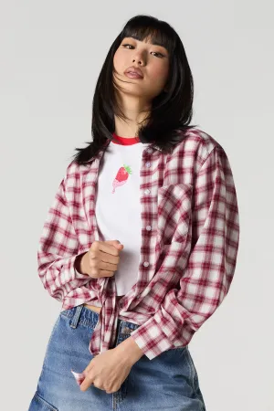 Plaid Long Sleeve Button-Up Top