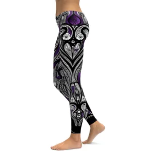 Purple Ornament Pattern Leggings