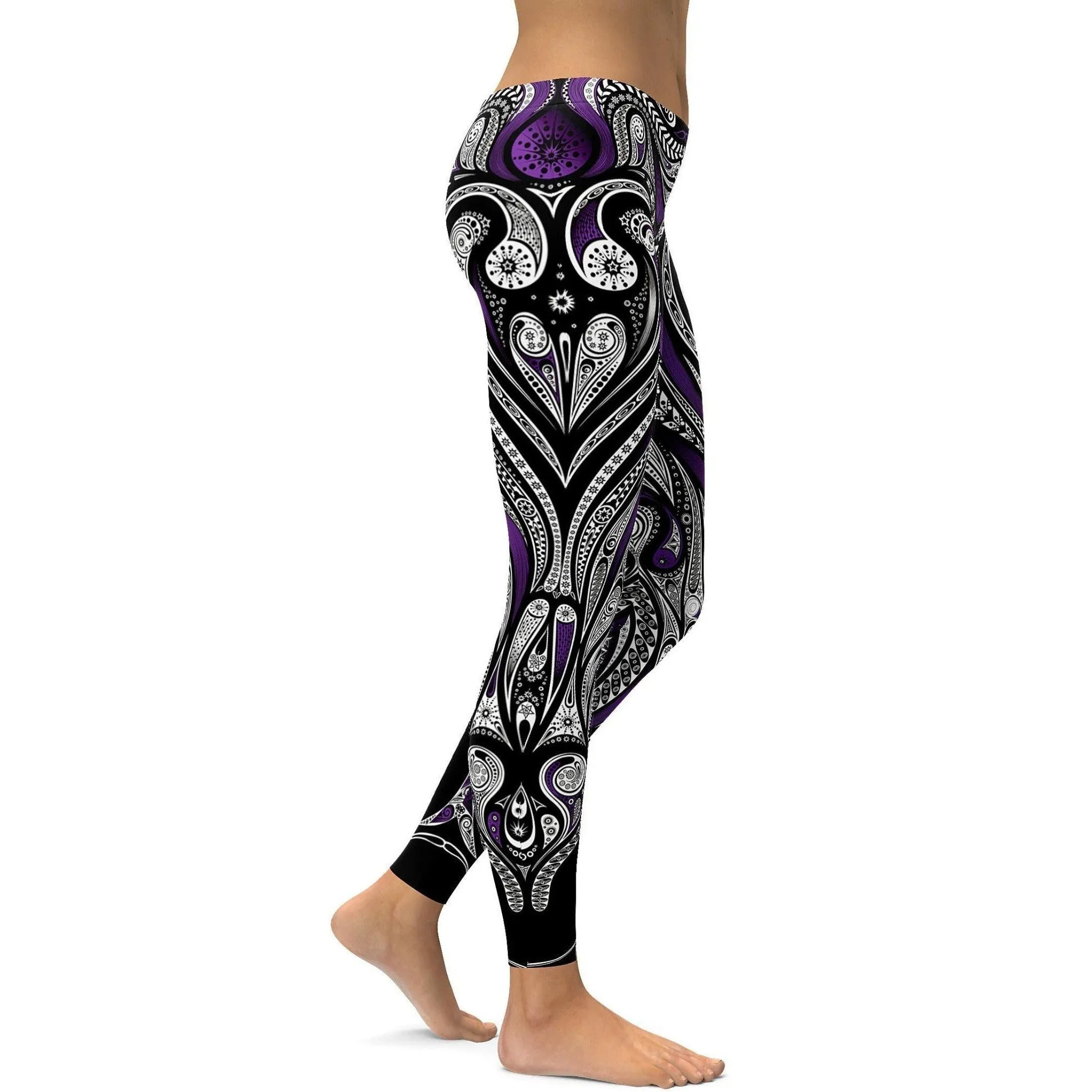 Purple Ornament Pattern Leggings