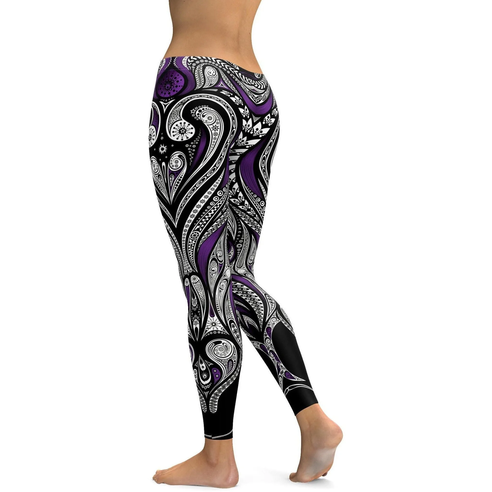 Purple Ornament Pattern Leggings