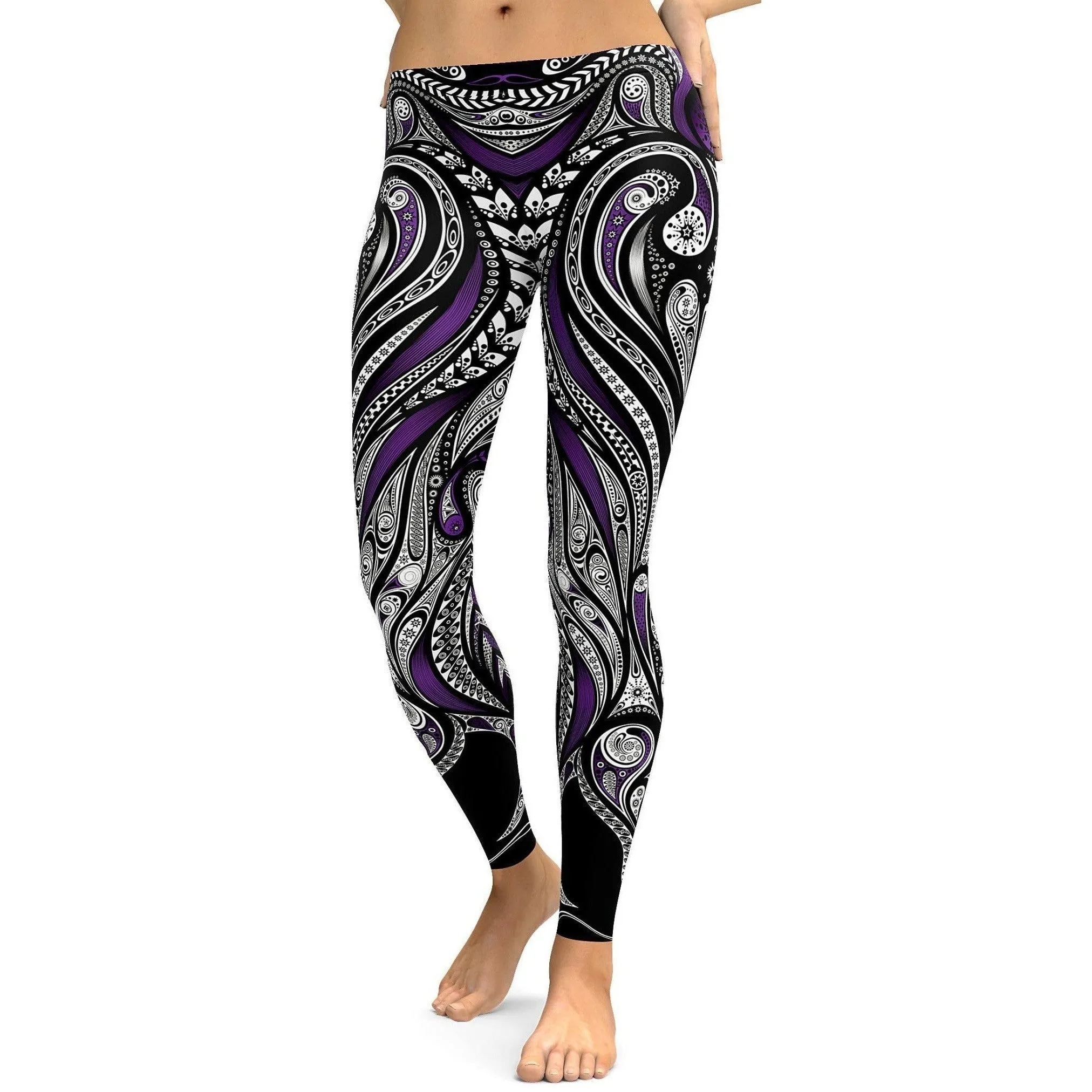 Purple Ornament Pattern Leggings