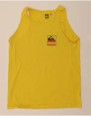 QUIKSILVER Mens Modern Fit Graphic Vest Top Large Yellow Cotton