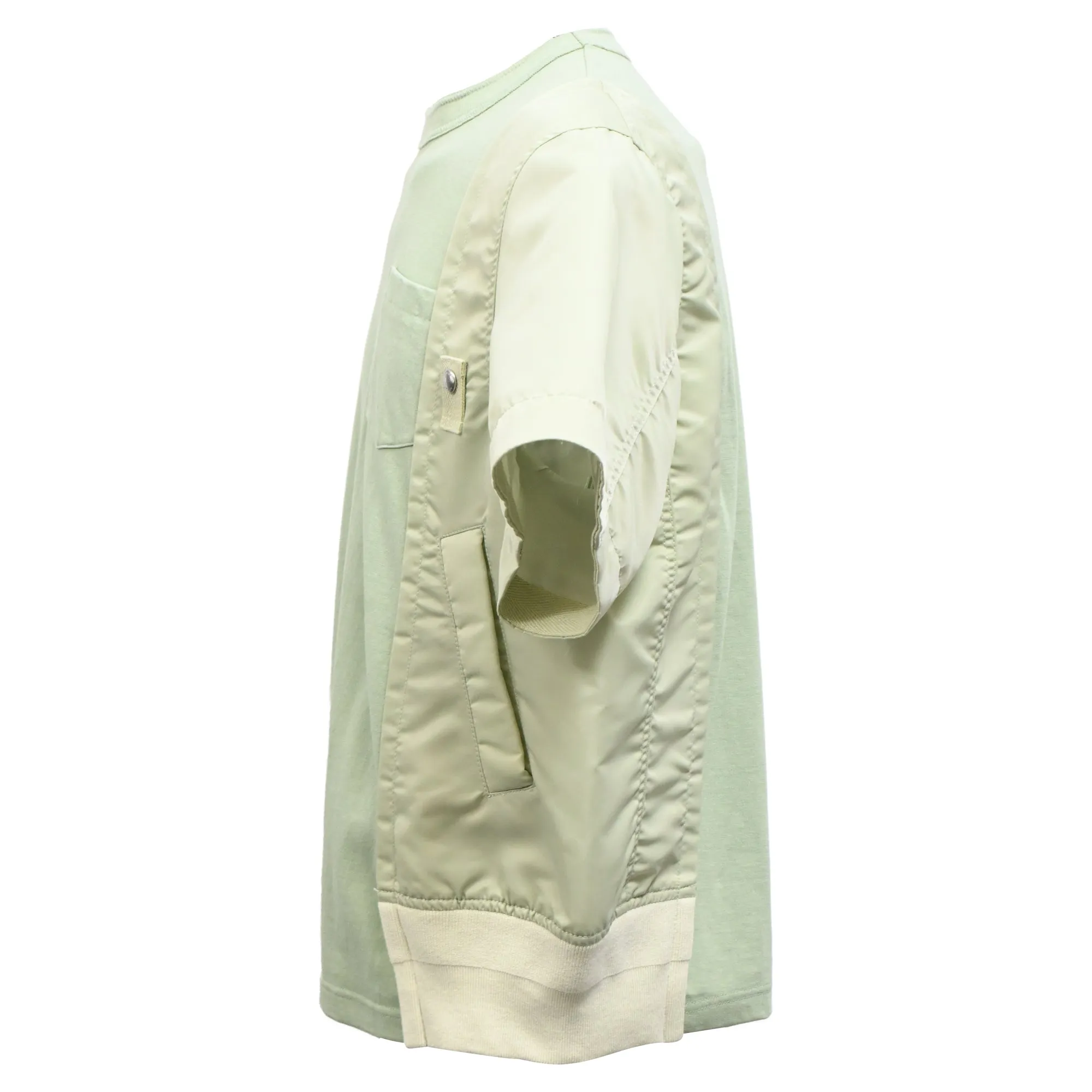 Sacai Panelled T-Shirt in Green Cotton