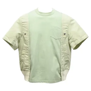 Sacai Panelled T-Shirt in Green Cotton