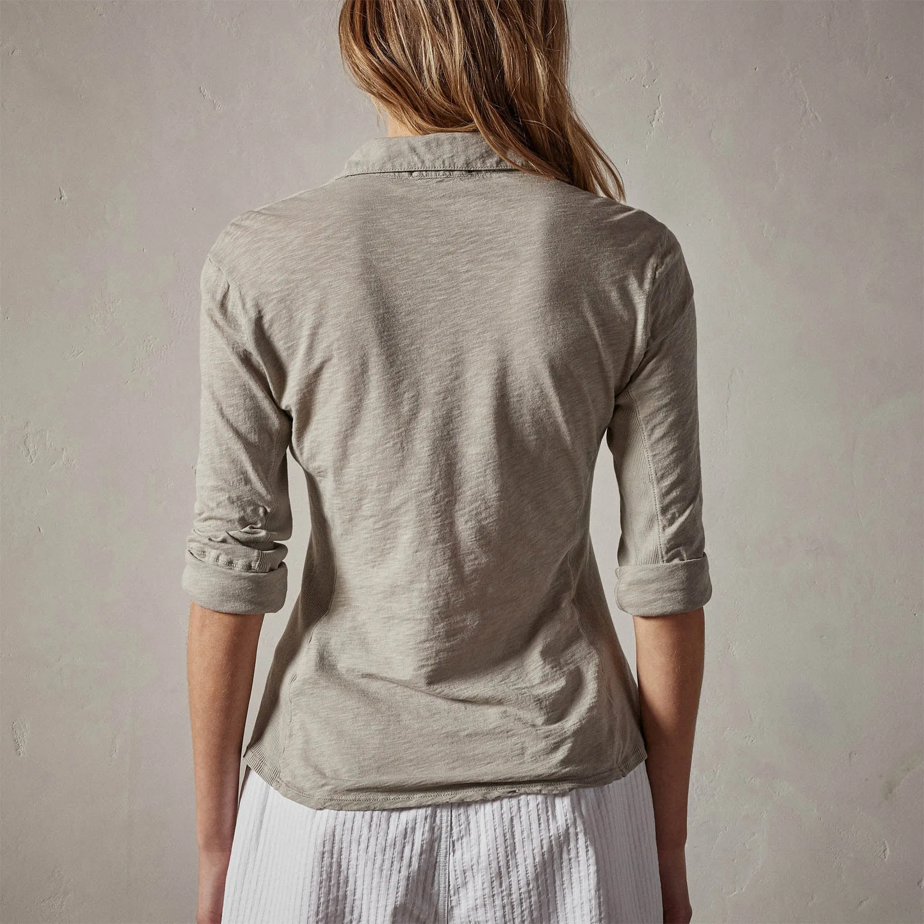 Sheer Slub Side Panel Shirt - Silt