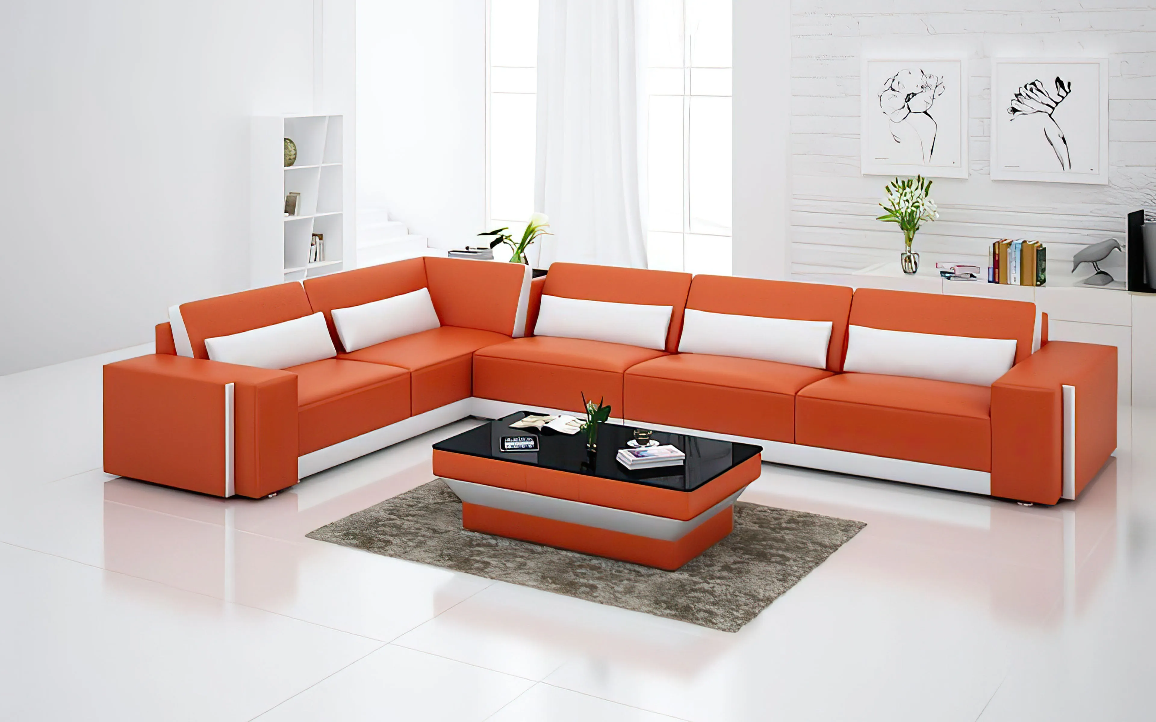 Silian Modern Leather Sectional