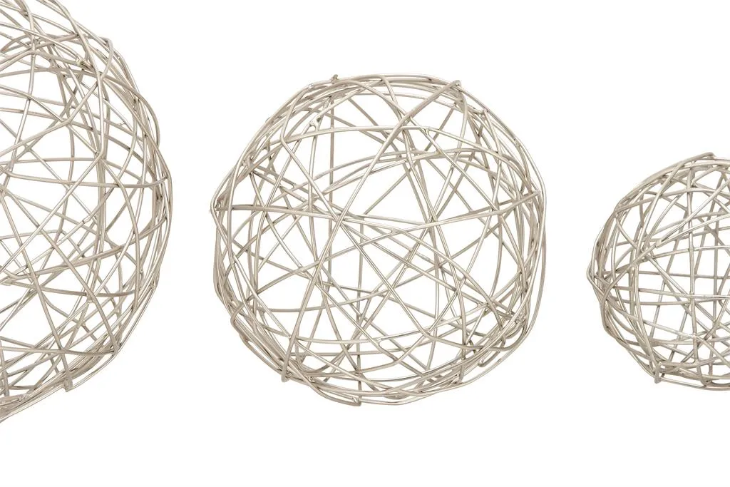 SILVER METAL GEOMETRIC SCULPTURE,