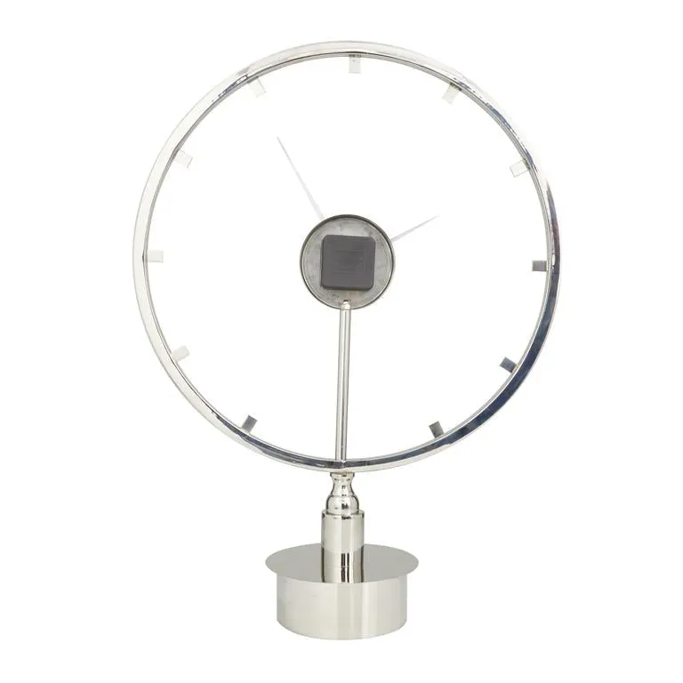 SILVER STAINLESS STEEL LARGE OPEN FRAME CLOCK