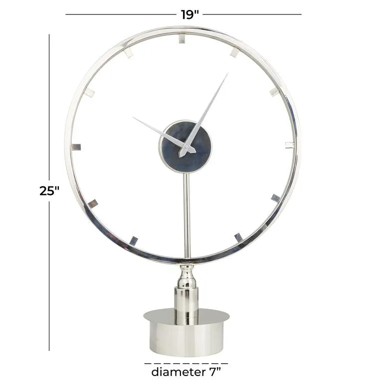SILVER STAINLESS STEEL LARGE OPEN FRAME CLOCK