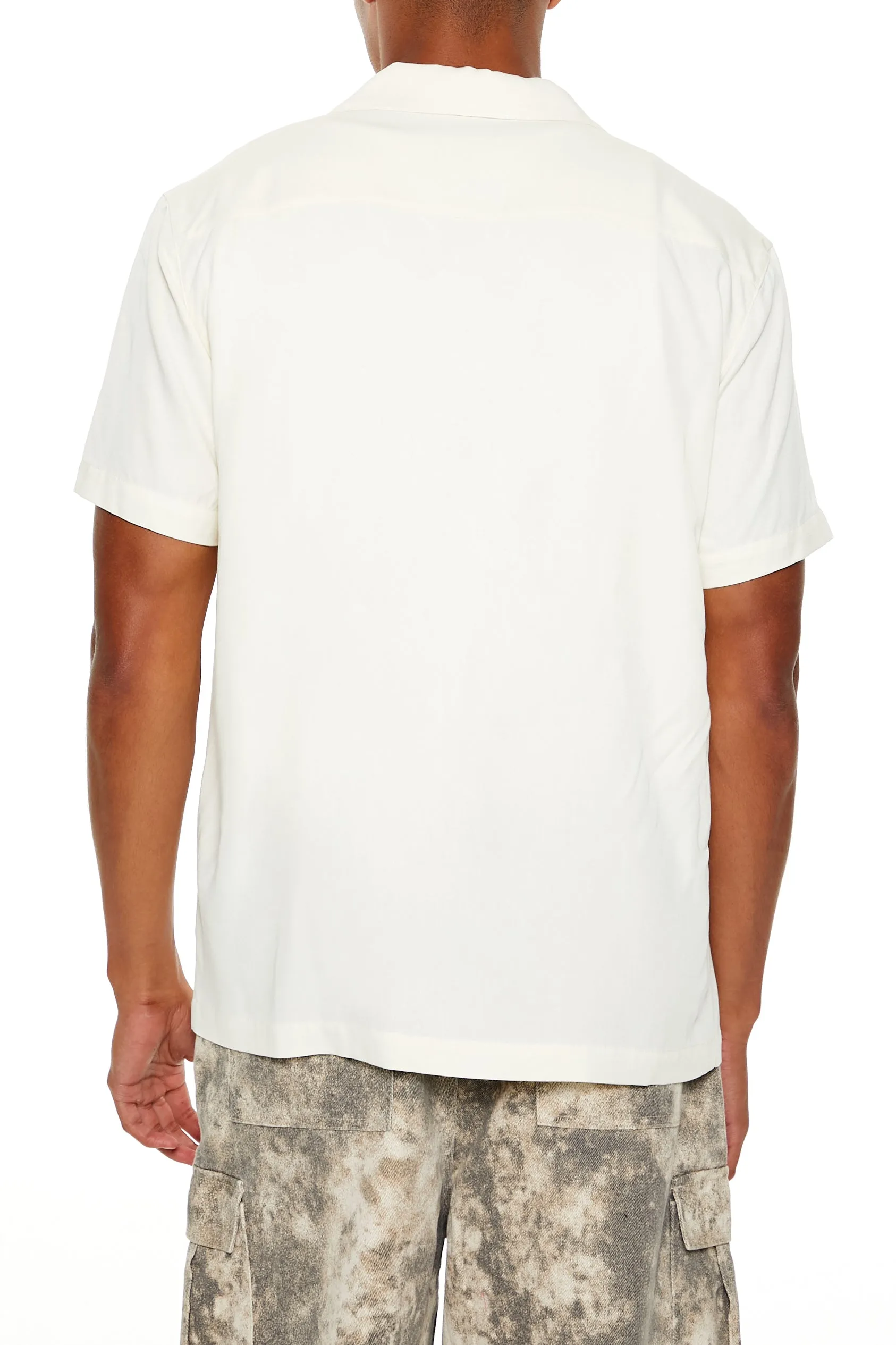 Solid Collared Button-Up Top