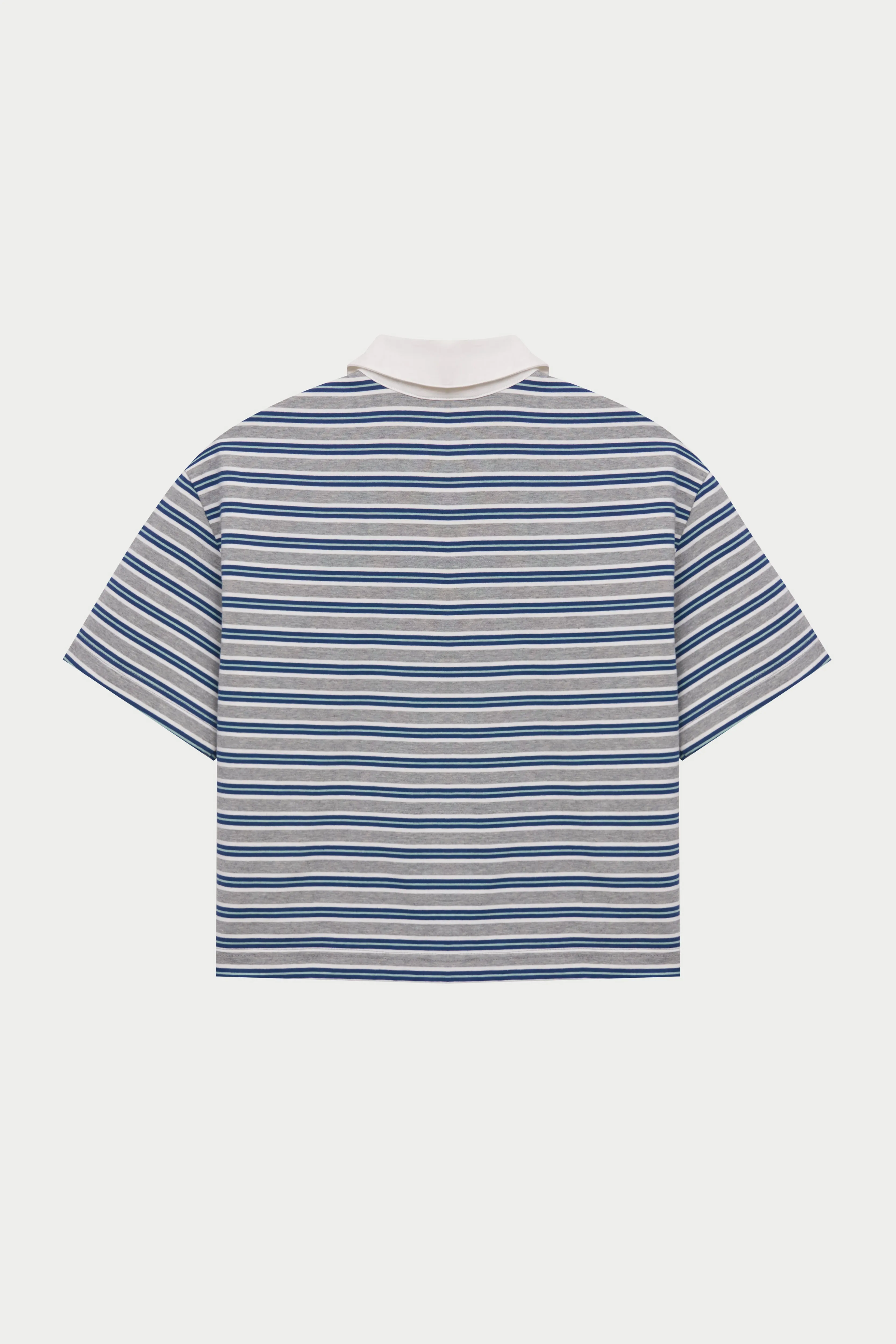 STRIPED POLO TEE - GREY