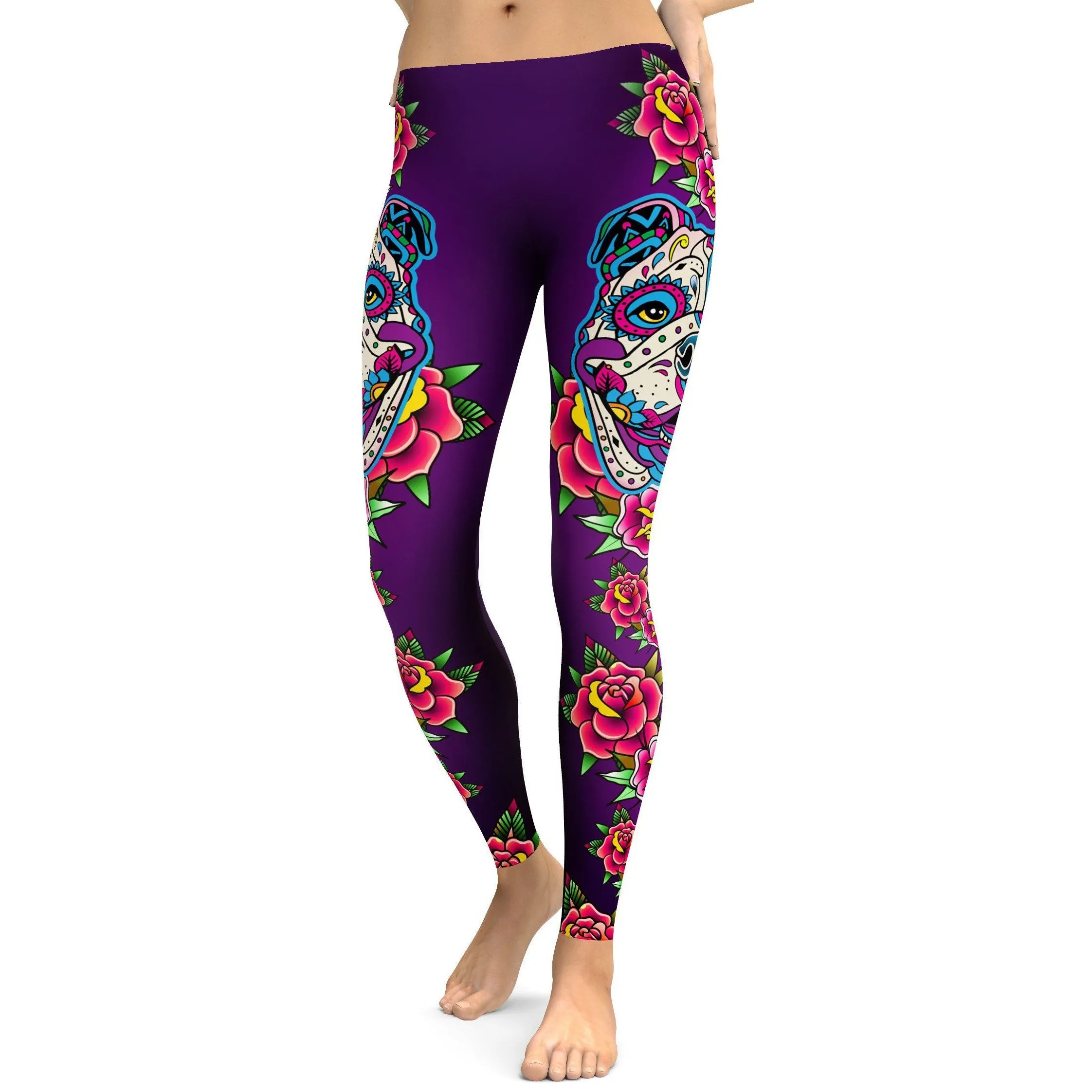 Sugar Skull Bulldog Leggings