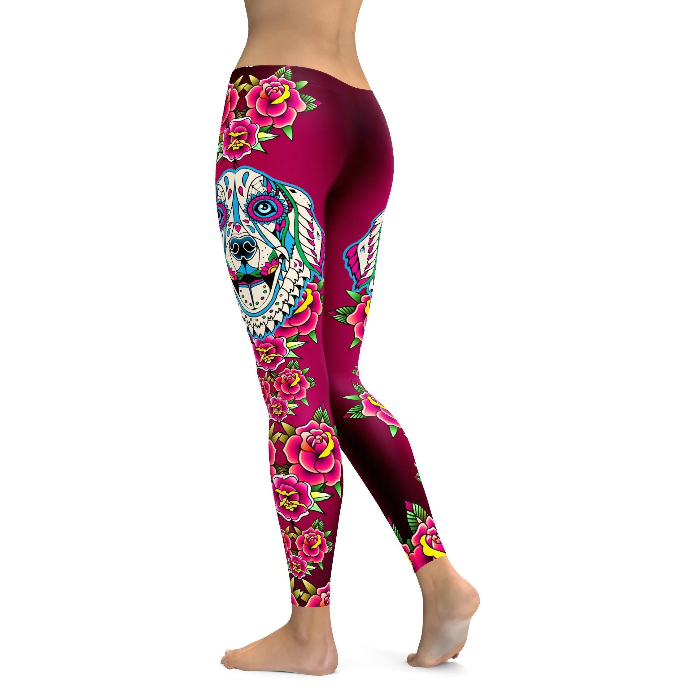 Sugar Skull Golden Retriever Leggings
