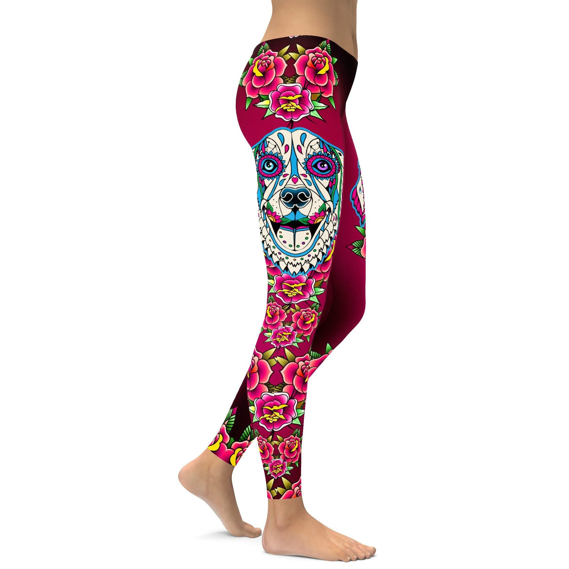 Sugar Skull Golden Retriever Leggings