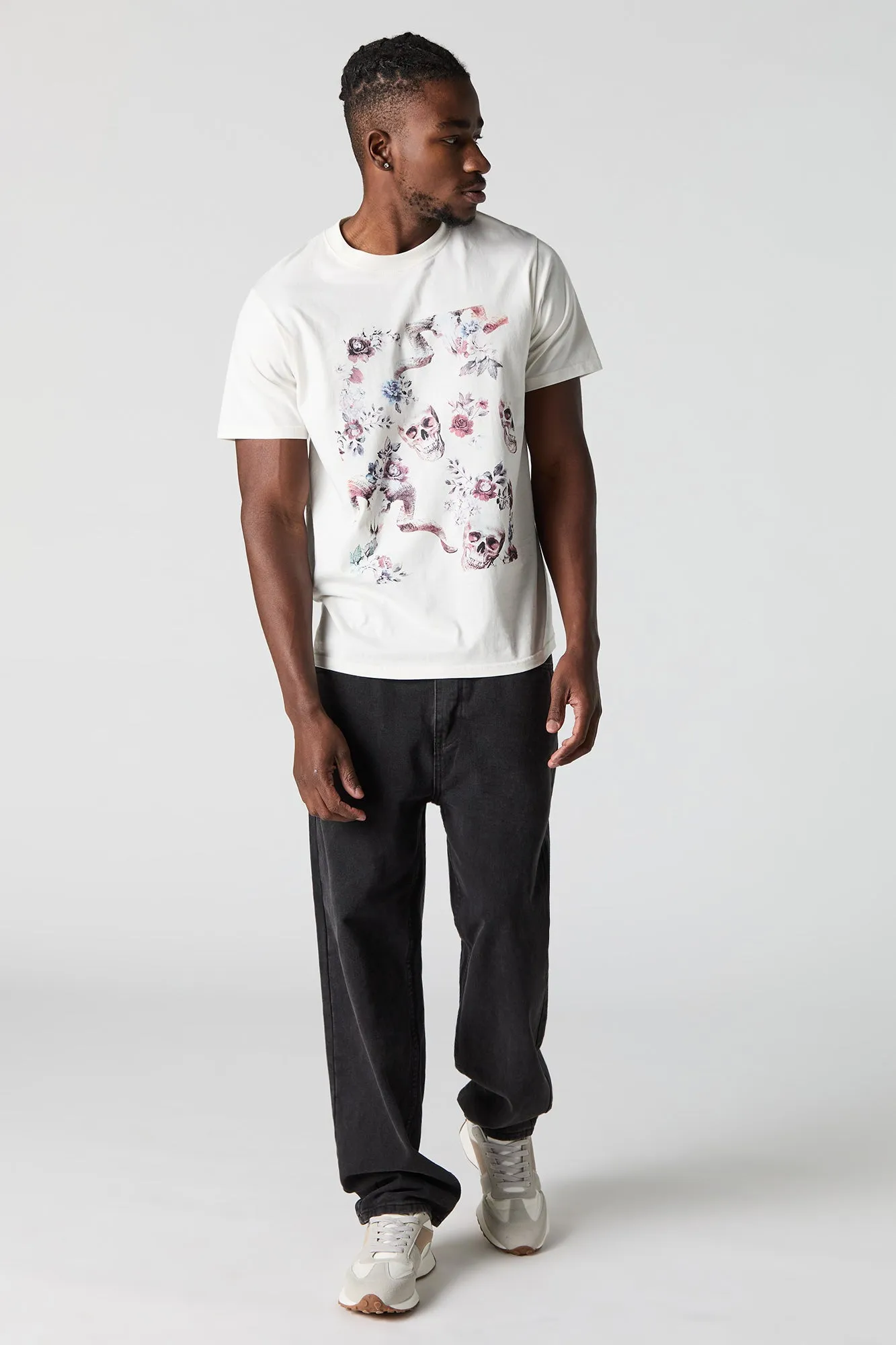T-shirt à imprimé Floral Skull